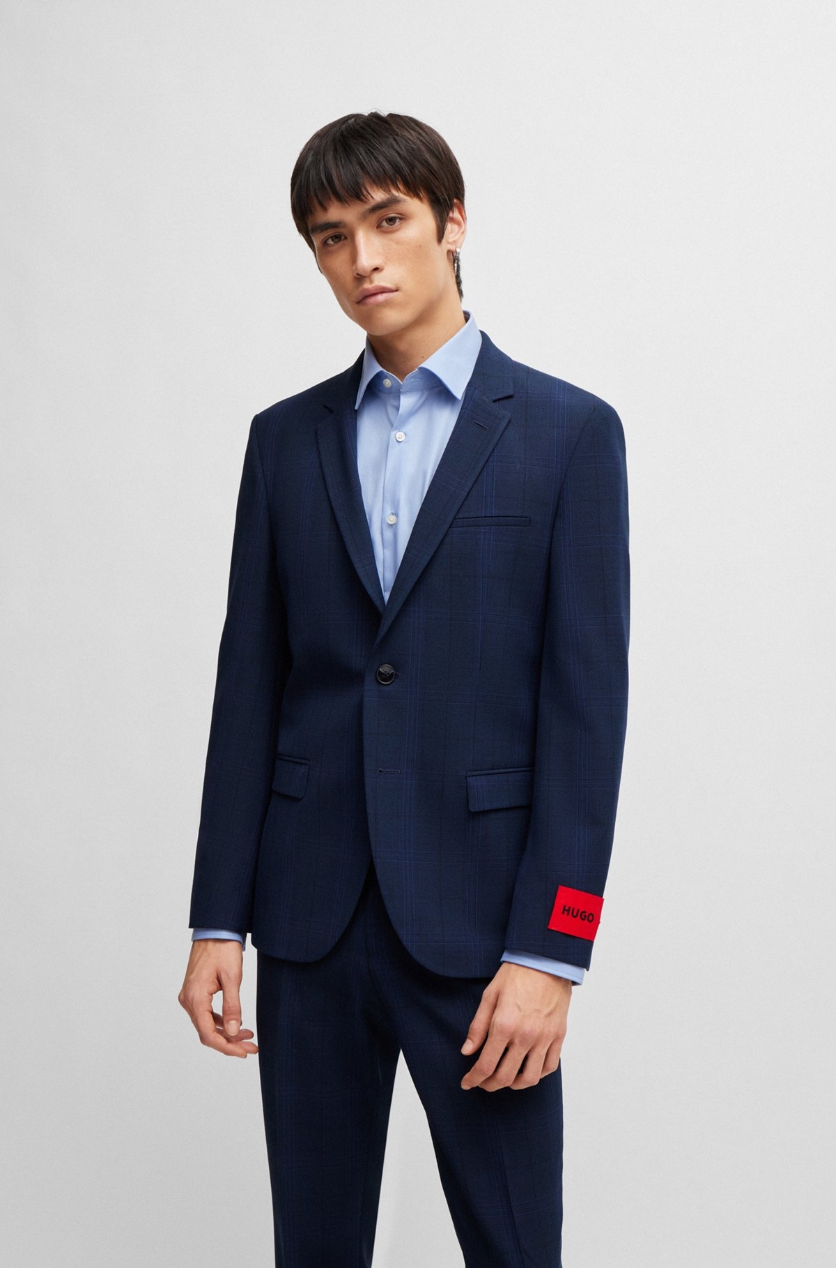 EXTRA-SLIM-FIT JACKET IN CHECKED PERFORMANCE-STRETCH FABRIC - 2