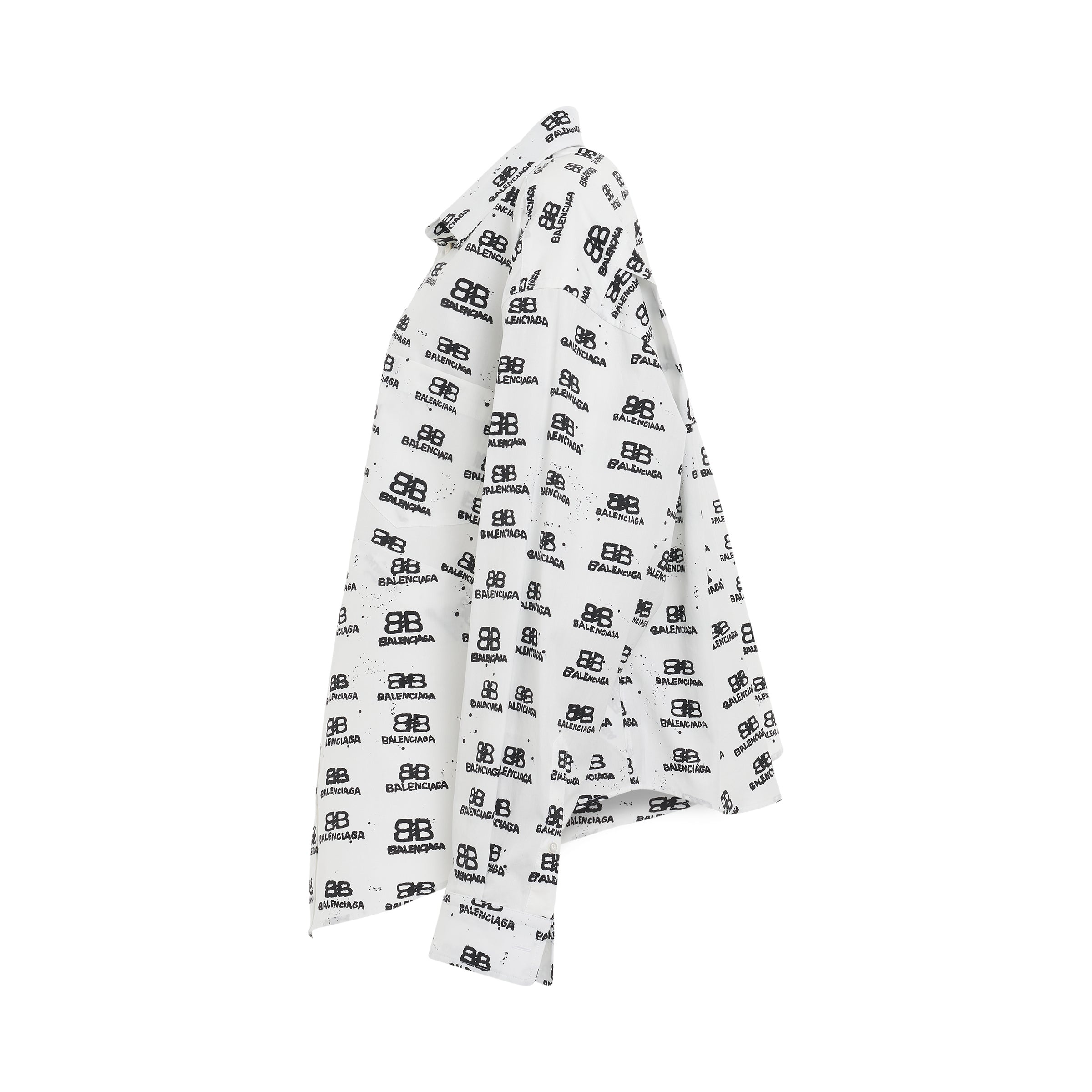 Hand Drawn BB Icon Swing Shirt in White/Black - 3