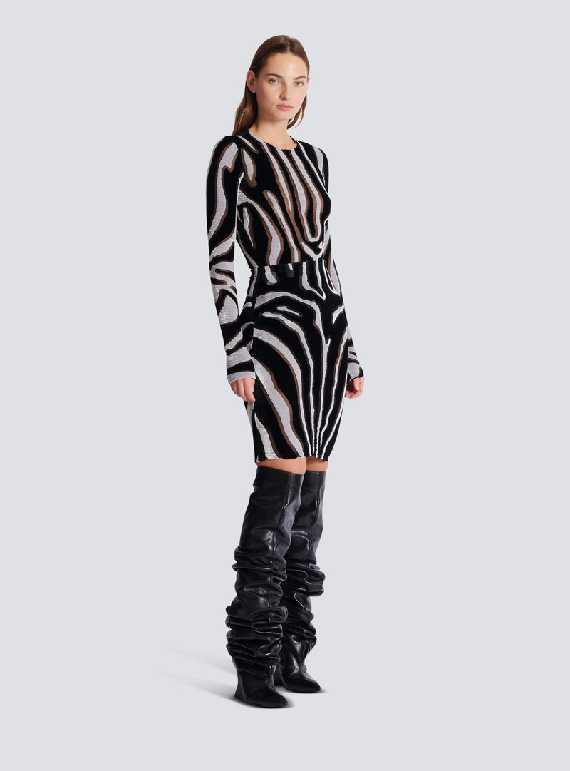 Zebra-print velvet pencil skirt 3