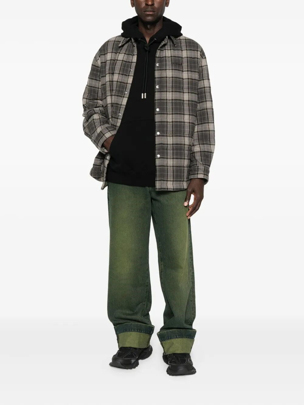 `Spray Arr Check Flan` Padded Overshirt - 2