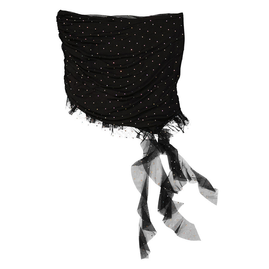 Rotate Black Crystal Mesh Mini Frill Skirt - 5