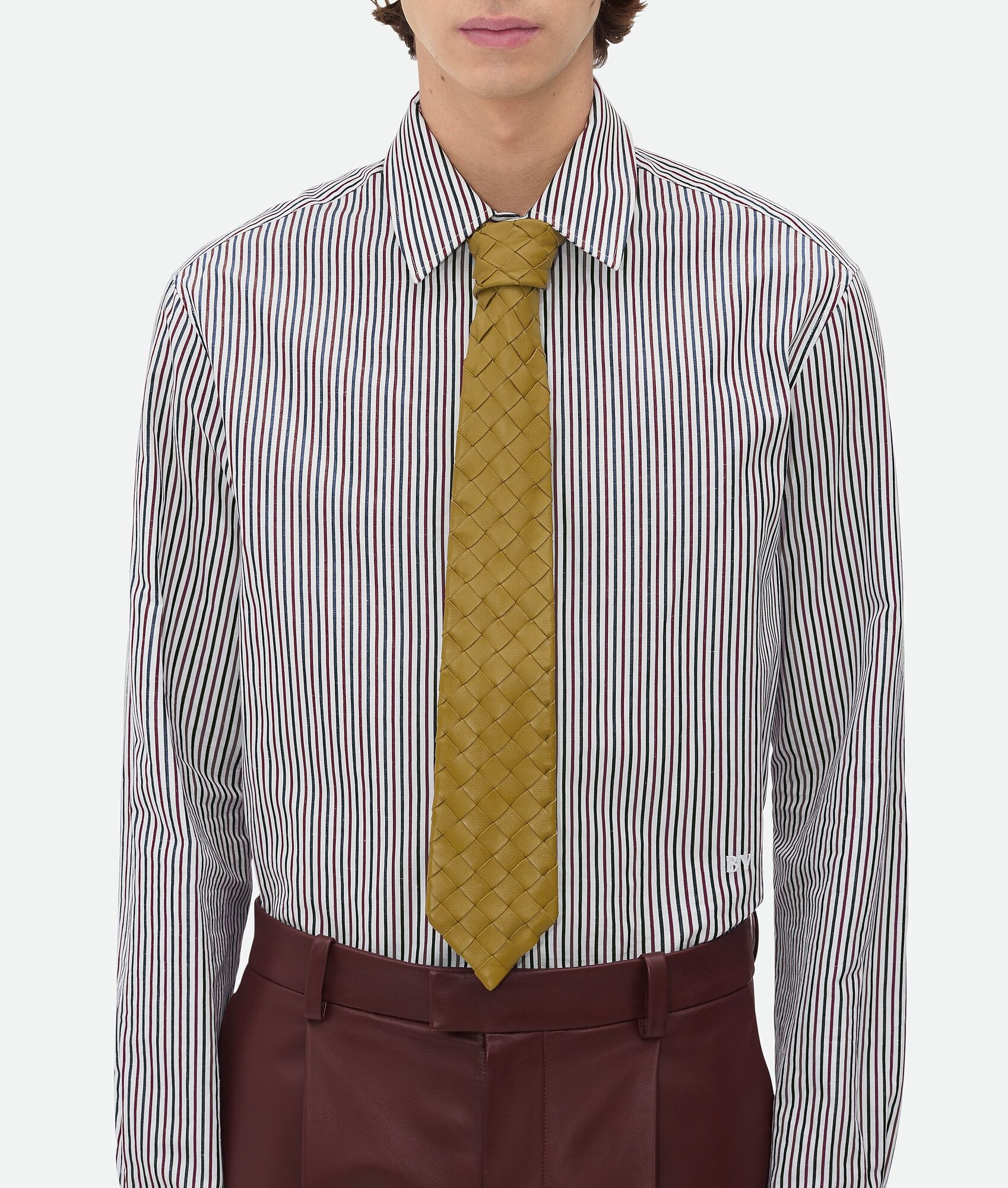 【関税＆送料込み】Bottega Veneta Tie Bottega Veneta® Men's Shiny Leather Tie in Olive. Shop