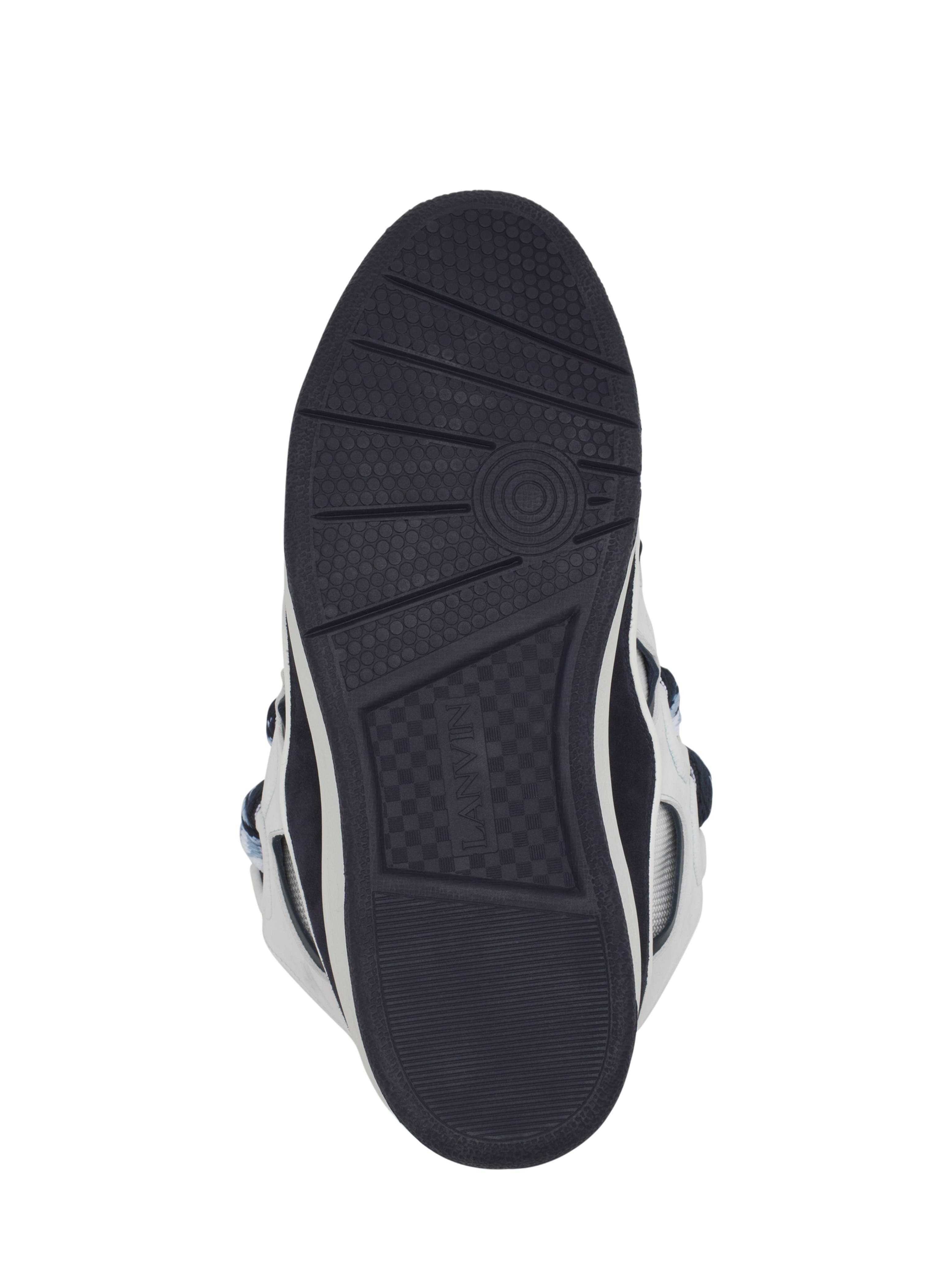 Lanvin Curb Leather Sneakers in White/navy Blue at Nordstrom - 6