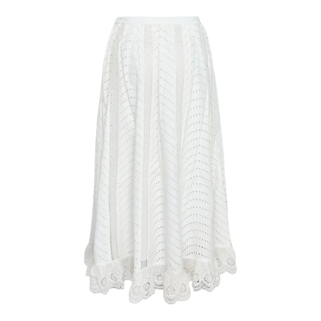 Ren High Waist Lace Trim Midi Skirt - 2