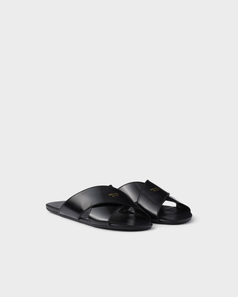 Brushed leather slides 1