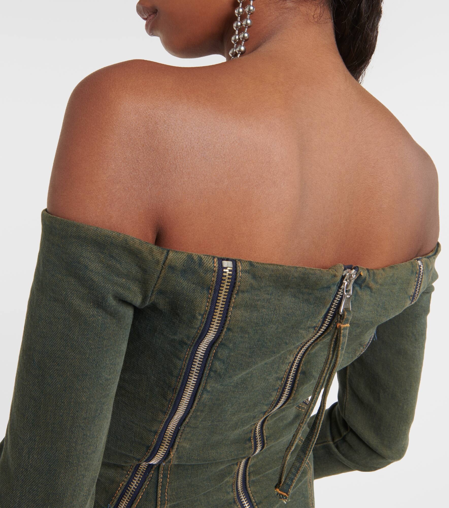 Off-shoulder denim minidress - 6