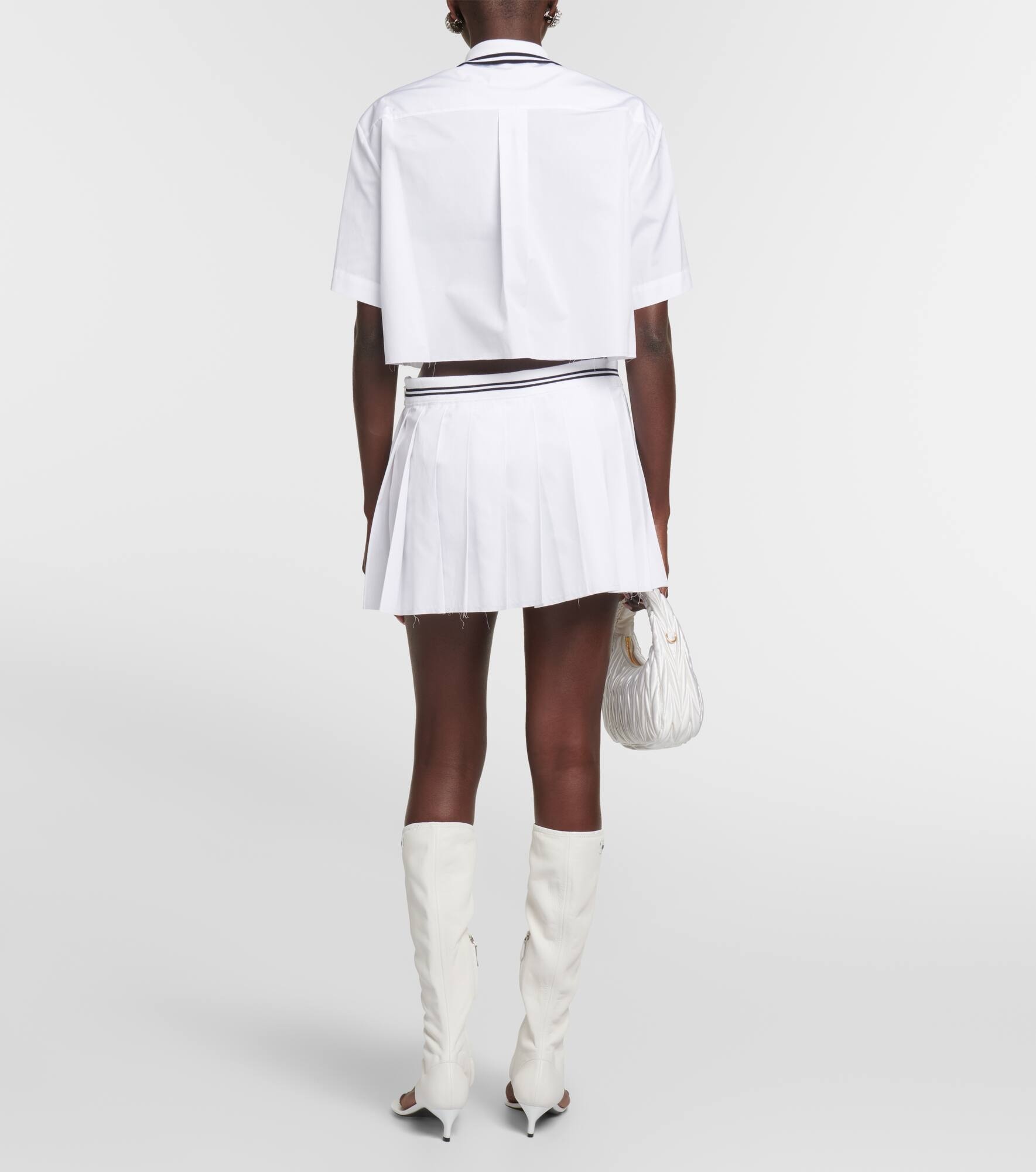 Logo pleated cotton miniskirt - 3