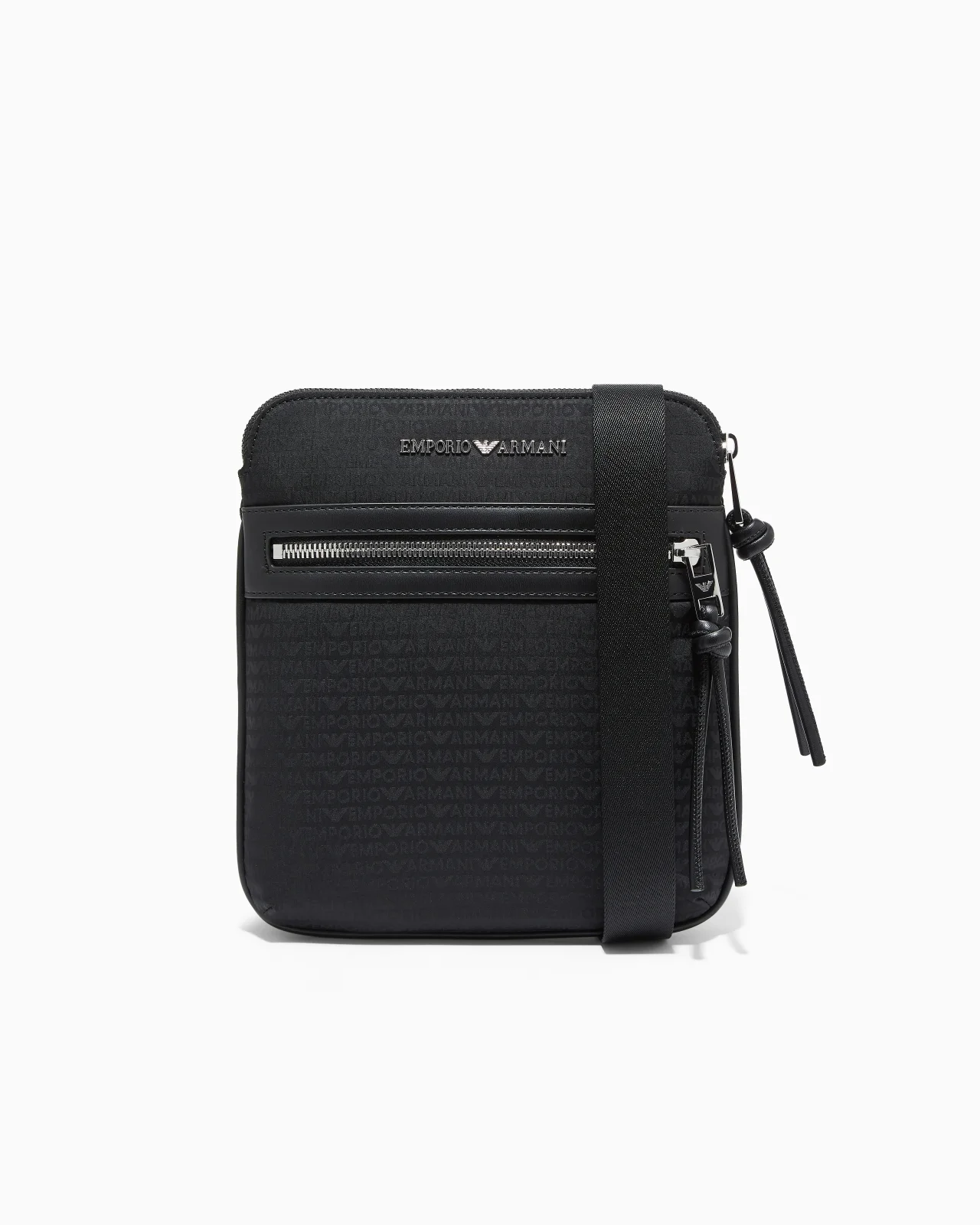 NYLON FLAT SHOULDER BAG WITH MONOGRAM LETTERING - 1