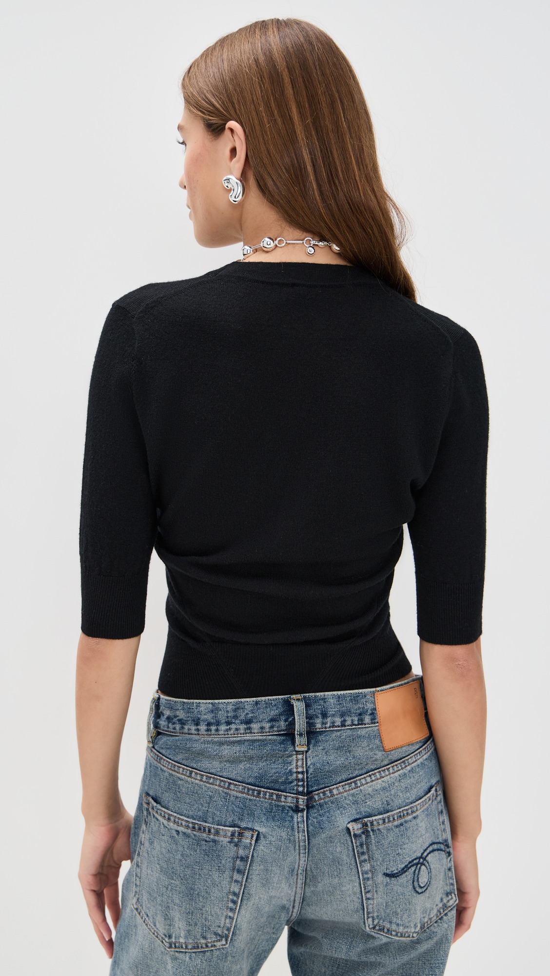 Elbow Sleeve Split Hem Cardigan - 2