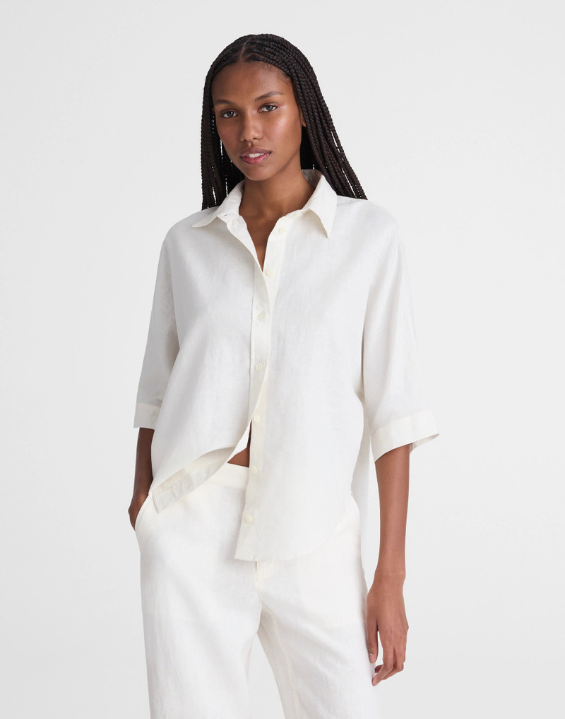 Relaxed Pleat-Sleeve Button-Up Shirt 2