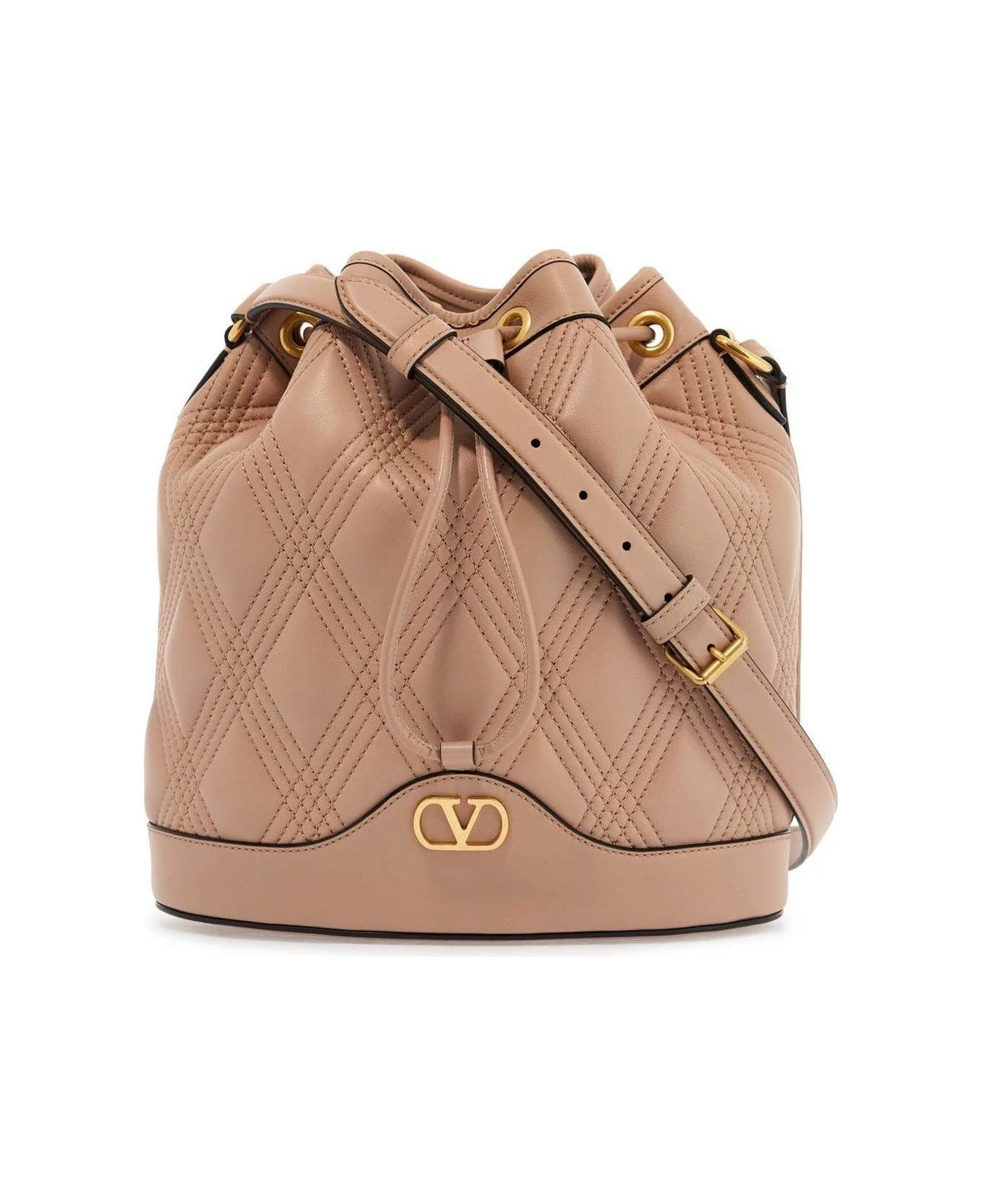 Vlogo Plaque Drawstring Quilted Shoulder Bag - 1