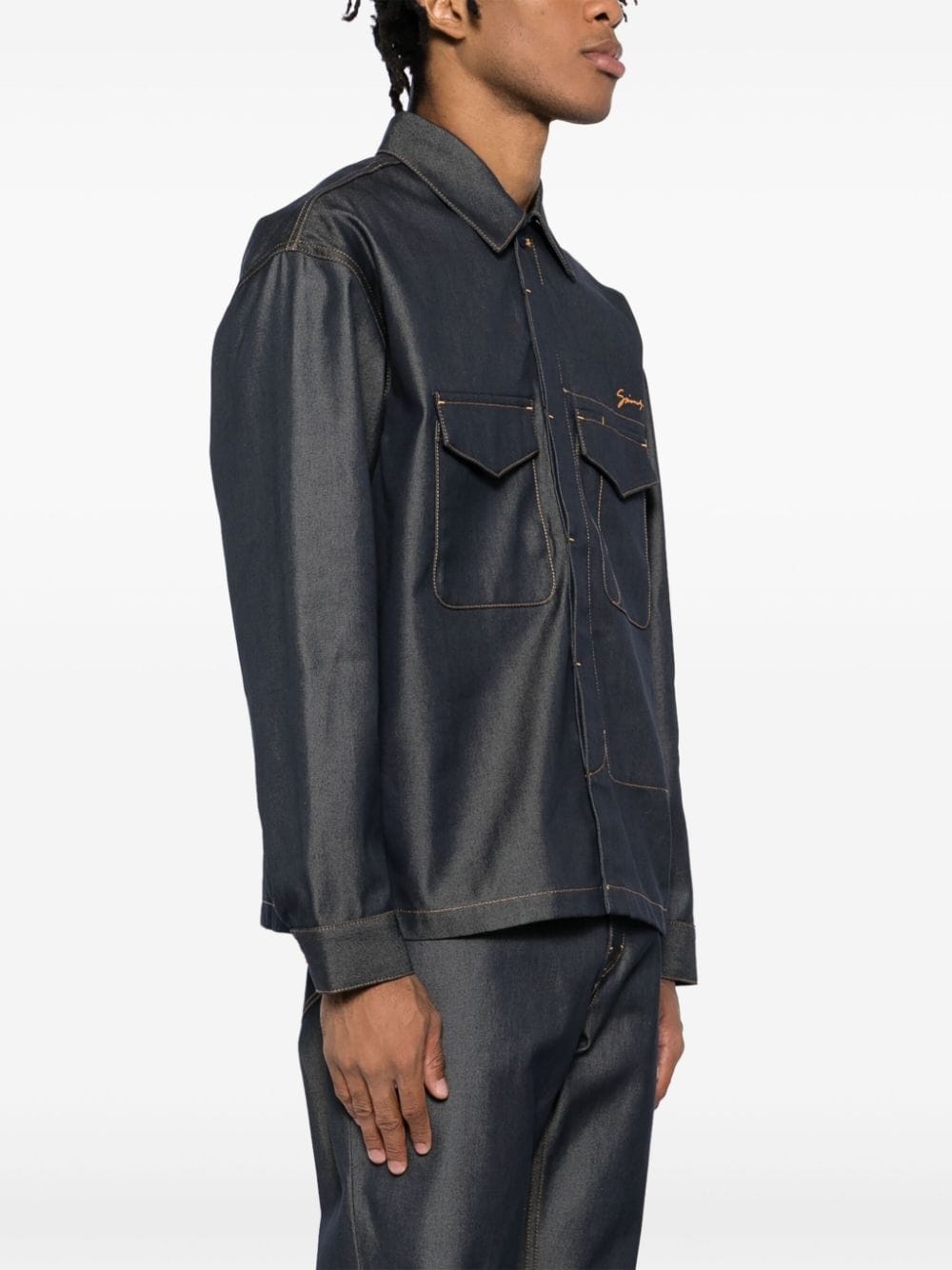 embroidered denim shirt - 3