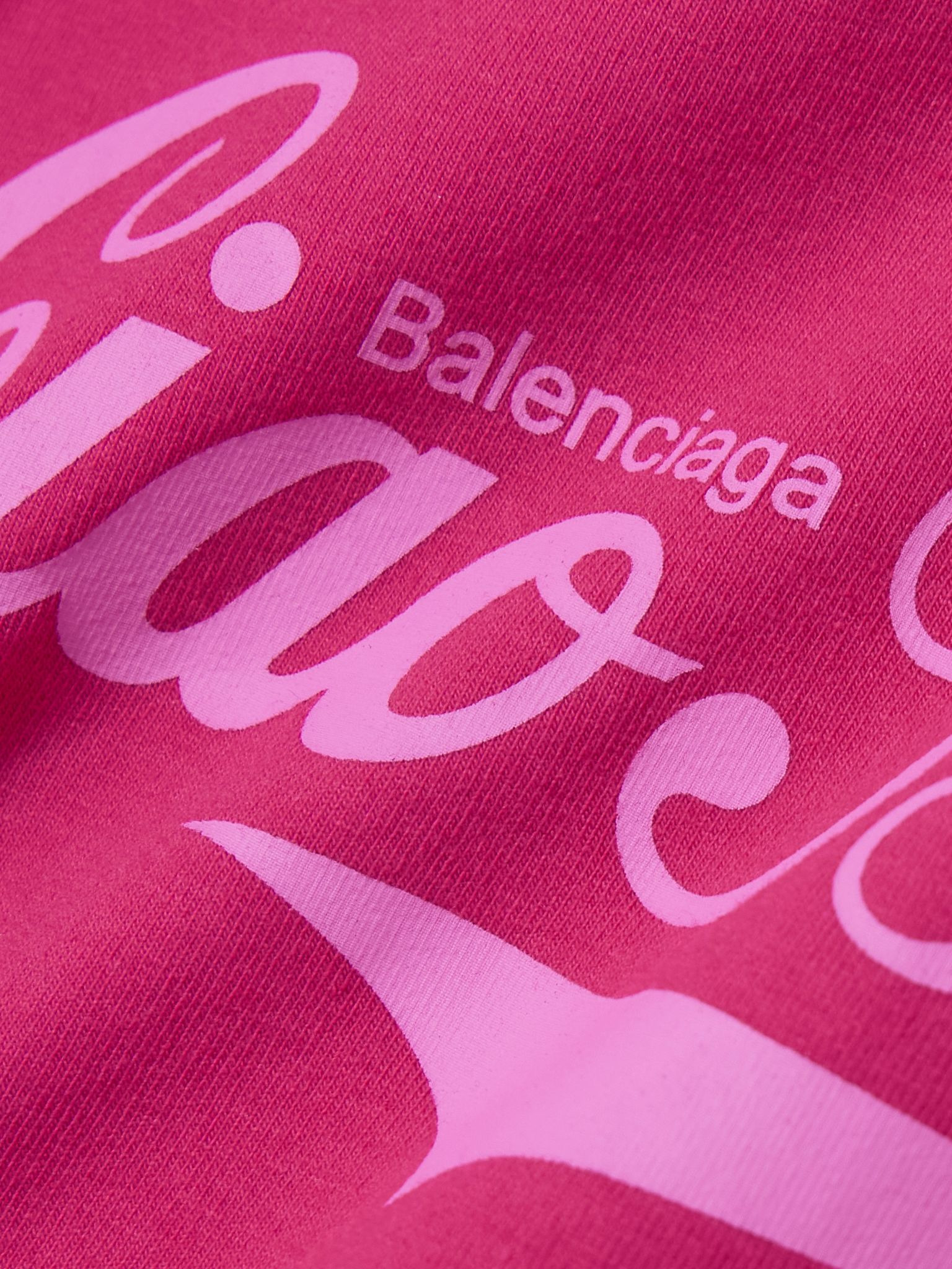 Cropped distressed printed cotton-blend jersey T-shirt Magenta - 4