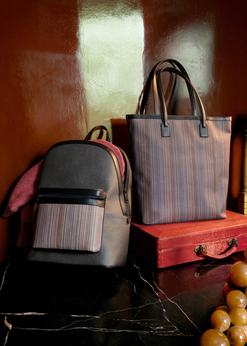 Paul Smith 'Signature Stripe' Coated Canvas Tote Bag outlook