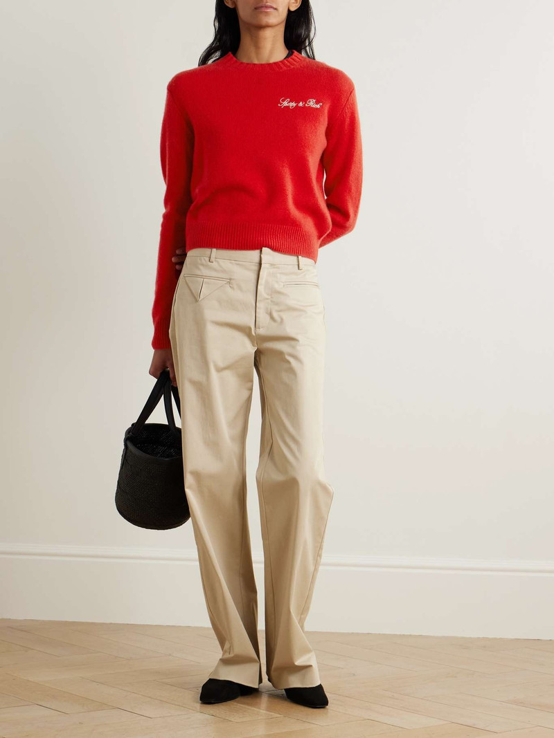 Sporty & Rich Vendome embroidered cashmere and wool-blend sweater Red outlook