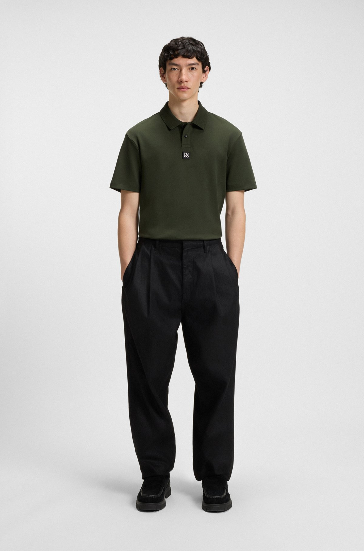 INTERLOCK-COTTON POLO SHIRT WITH STACKED LOGO - 4