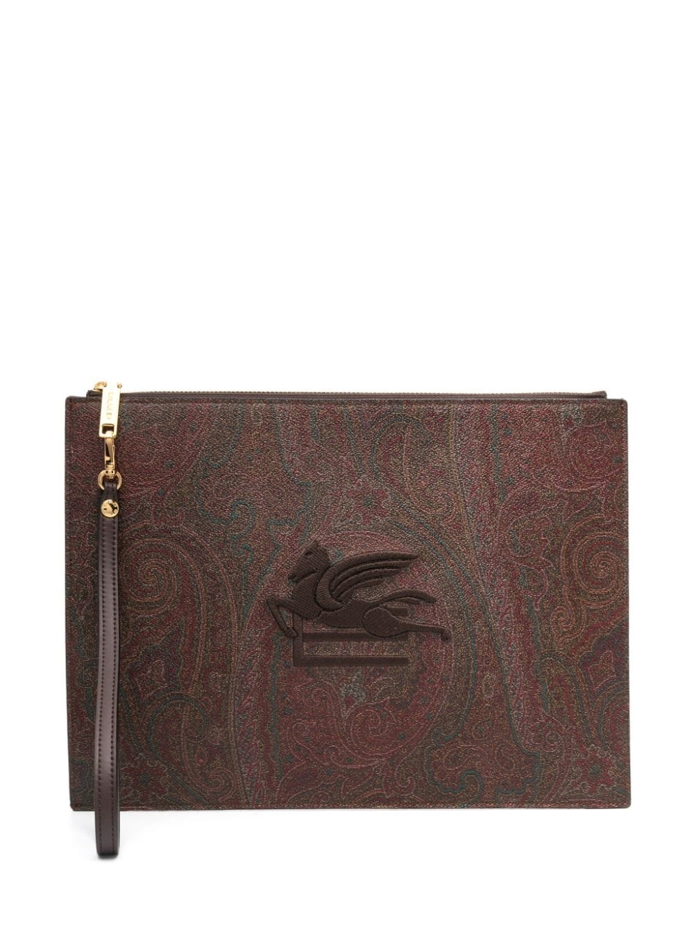 Pegaso-embroidered clutch bag - 1