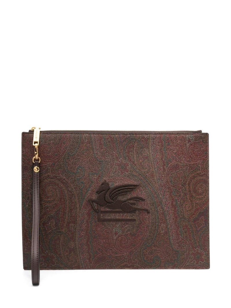Pegaso-embroidered clutch bag 1