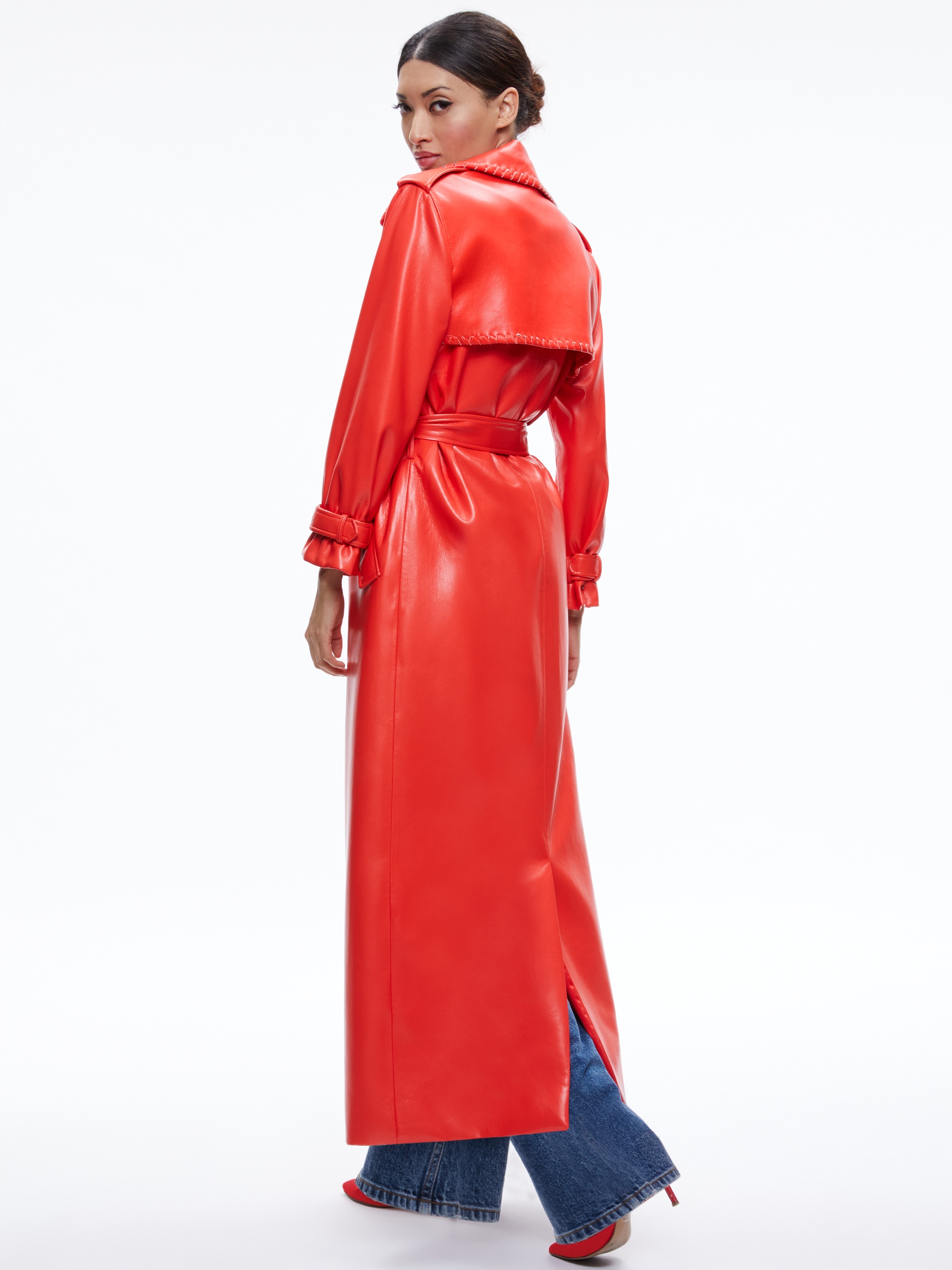 NEVADA VEGAN LEATHER TRENCH COAT - 2