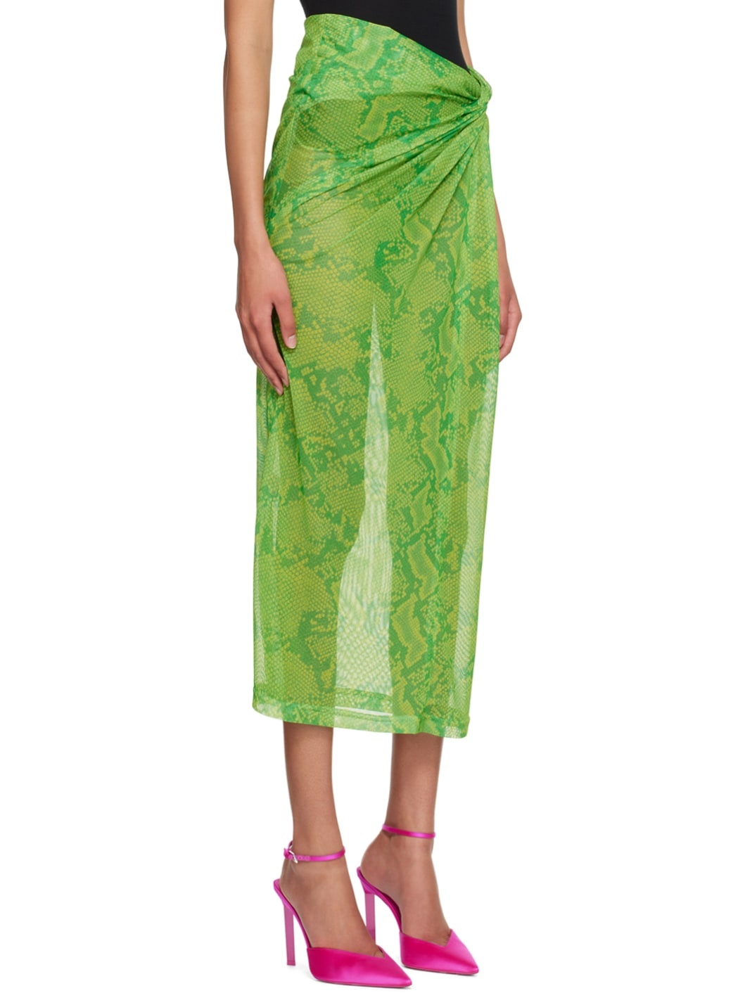 Green Printed Midi Skirt - 2