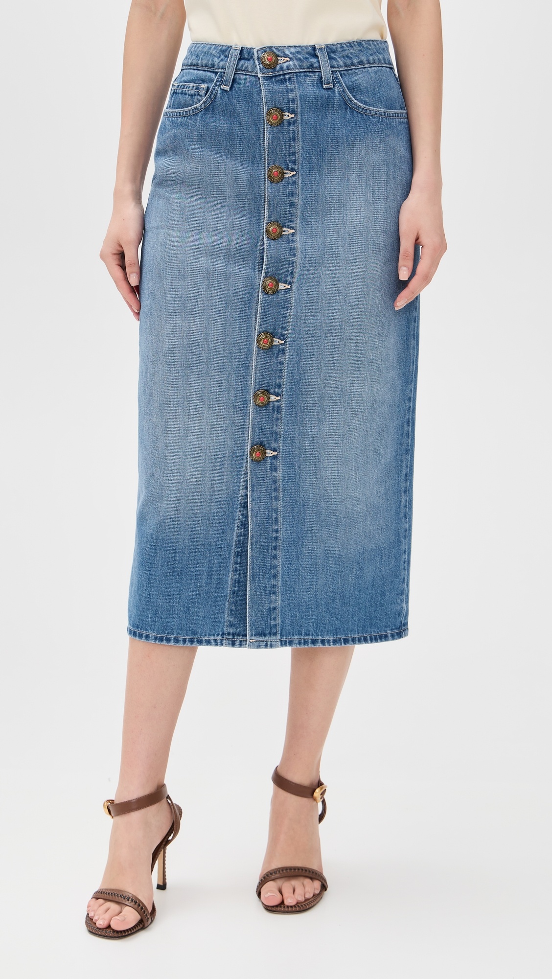 Kathleen Button Front Midi Skirt - 6