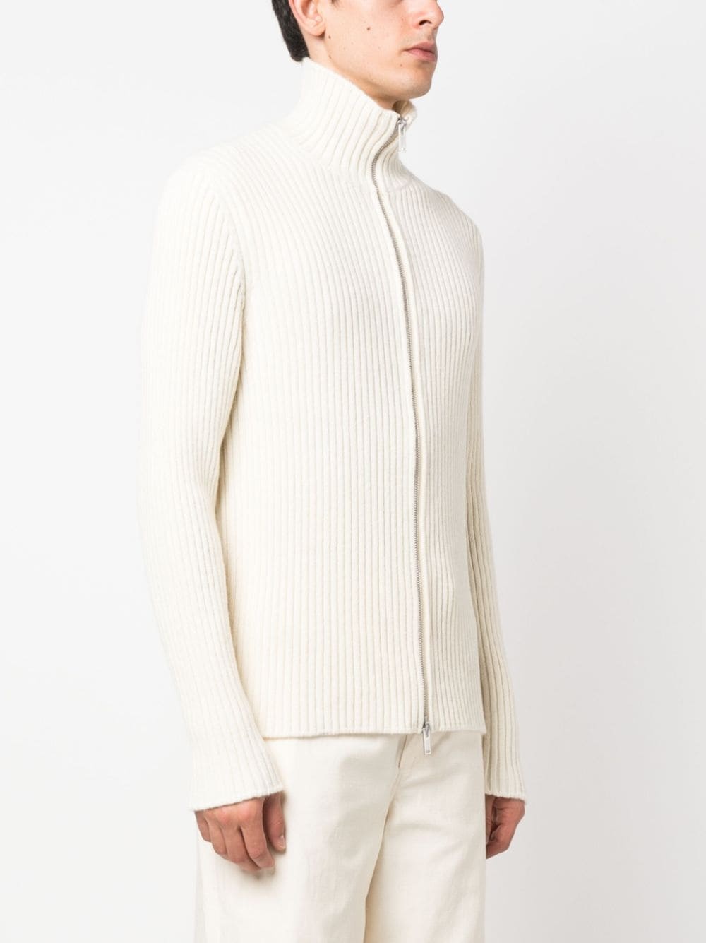 high-neck zip-up cardigan - 3