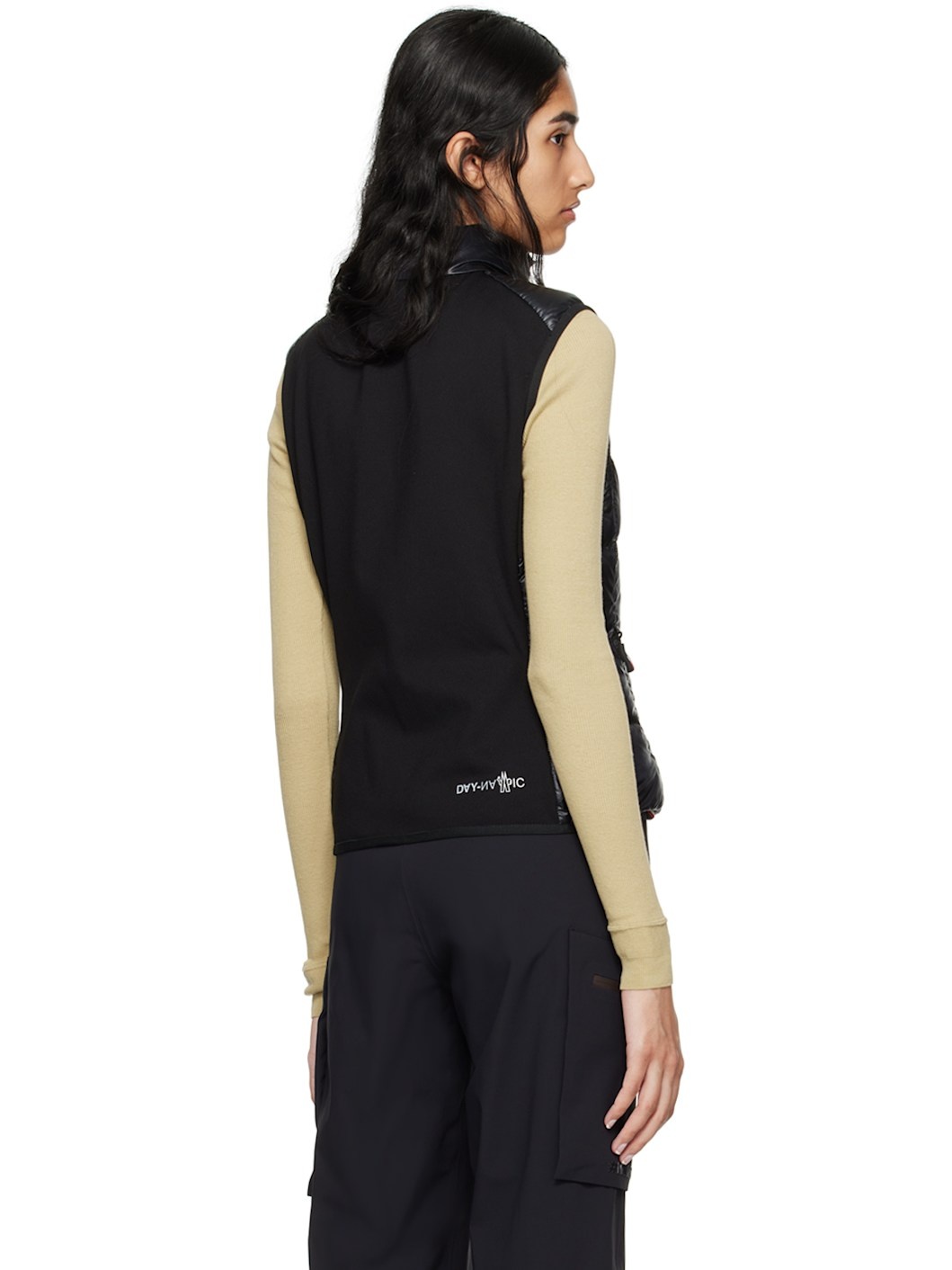 Black Logo Patch Down Vest - 3