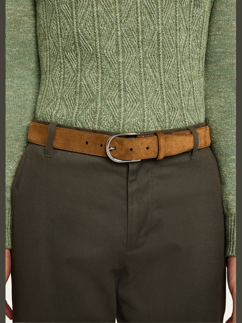 Brioni Men's Suede Round-Buckle Belt outlook