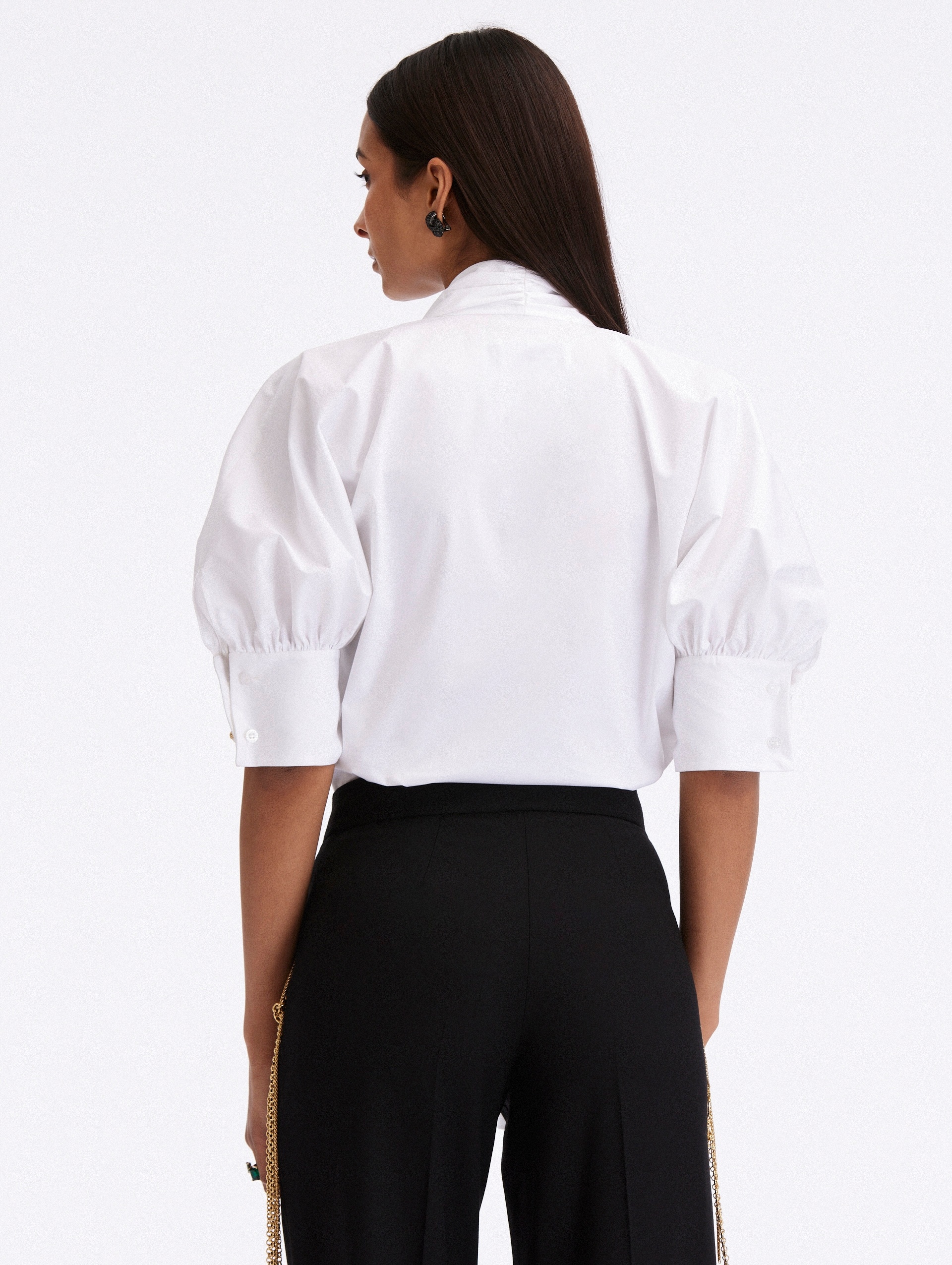 TIE-NECK COTTON BLOUSE - 3