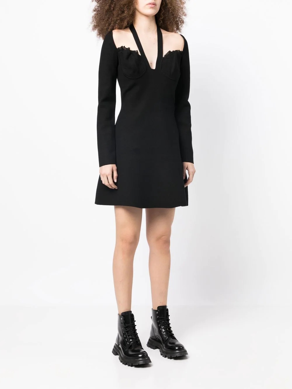 halterneck long-sleeved dress - 3