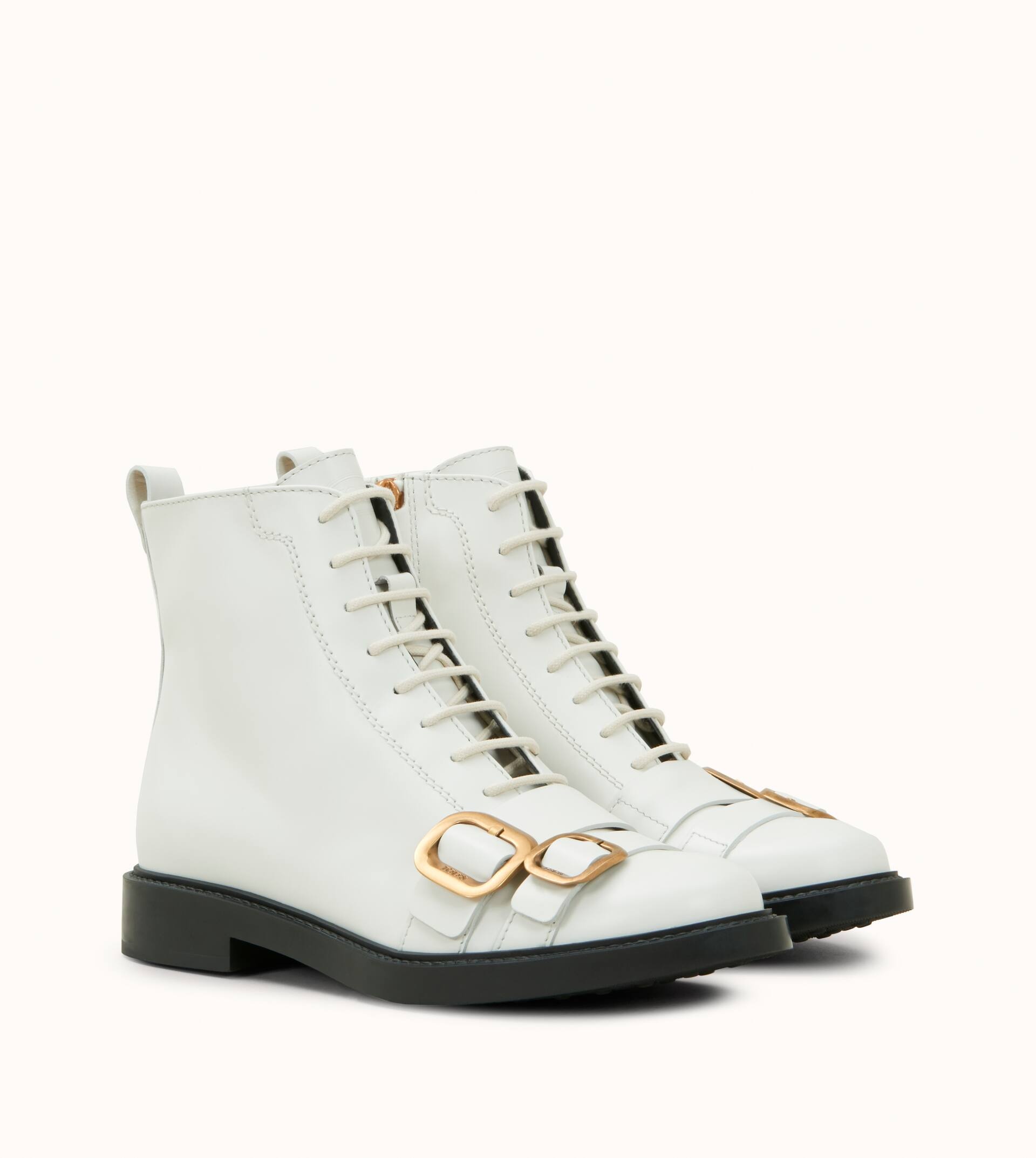 ANKLE BOOTS IN LEATHER - WHITE - 4
