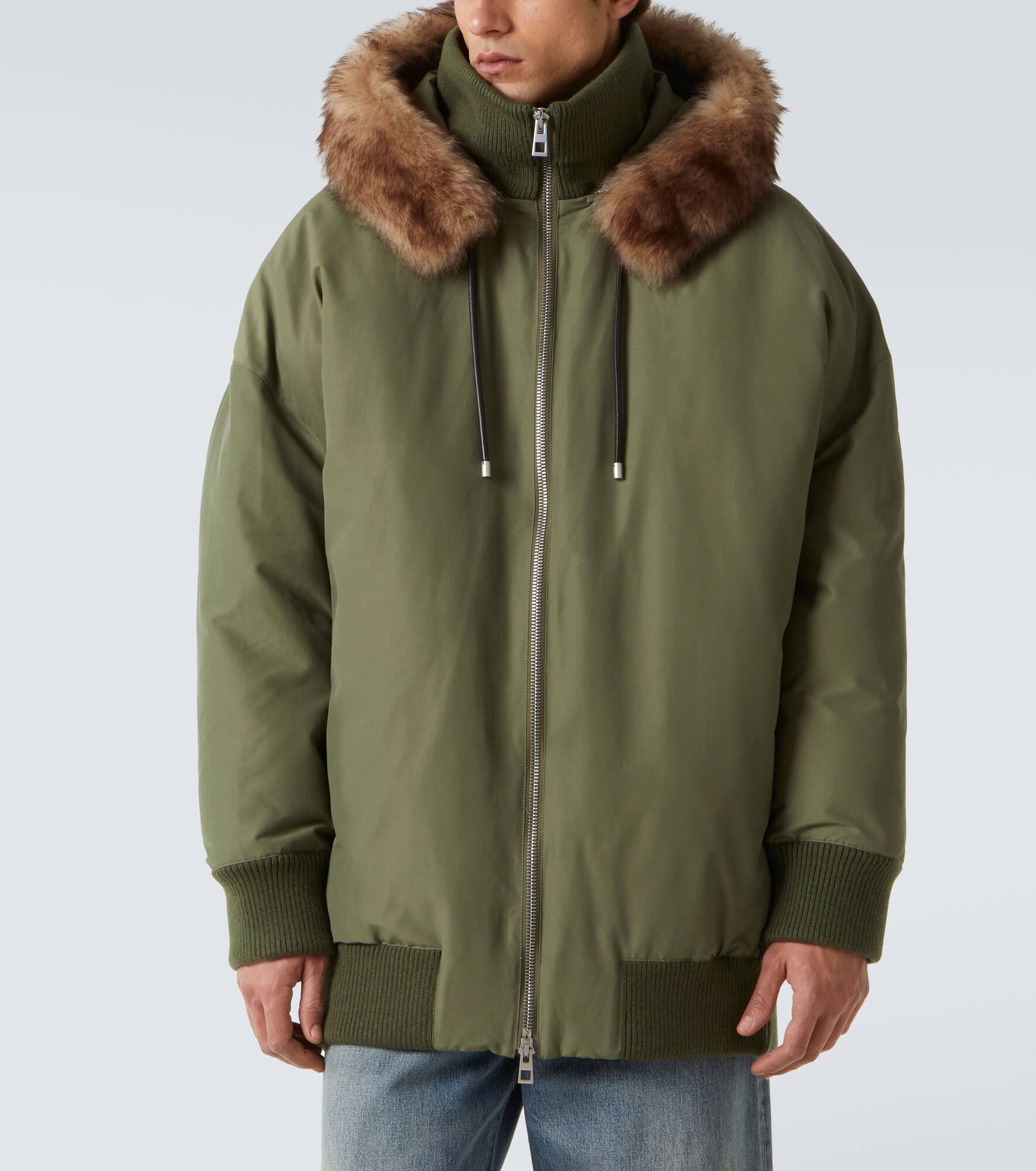 Shearling-trimmed technical puffer coat - 3
