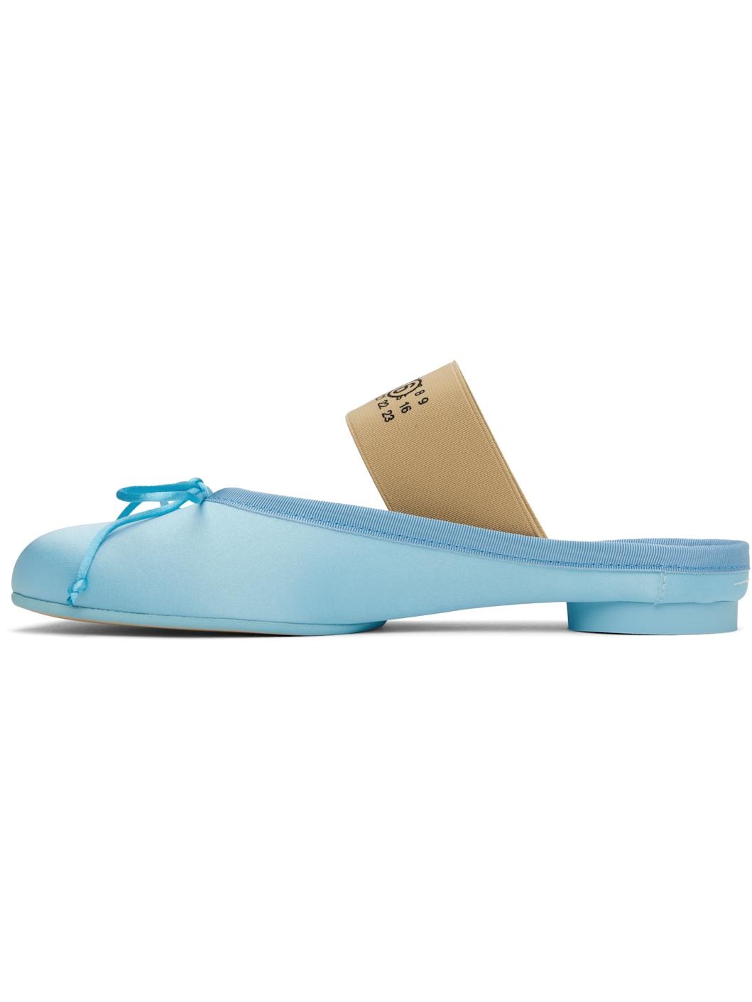 Blue Satin Ballerina Mules - 3