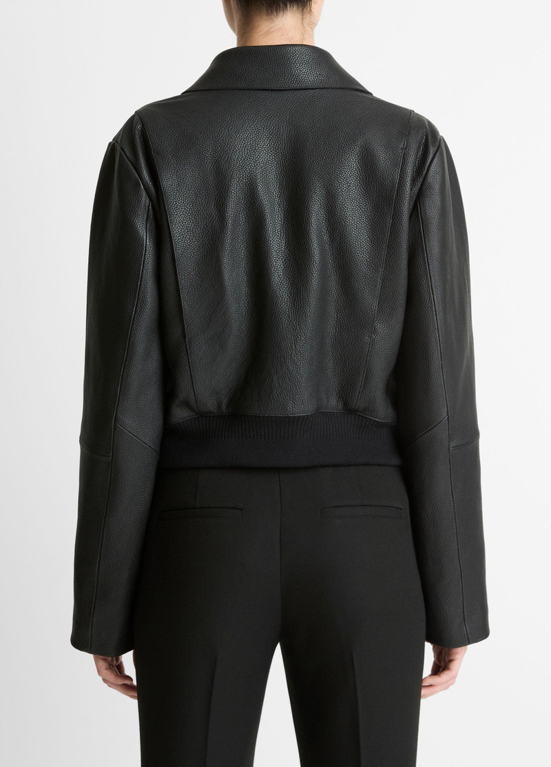 Vince Shearling-Trim Shrunken Leather Jacket outlook