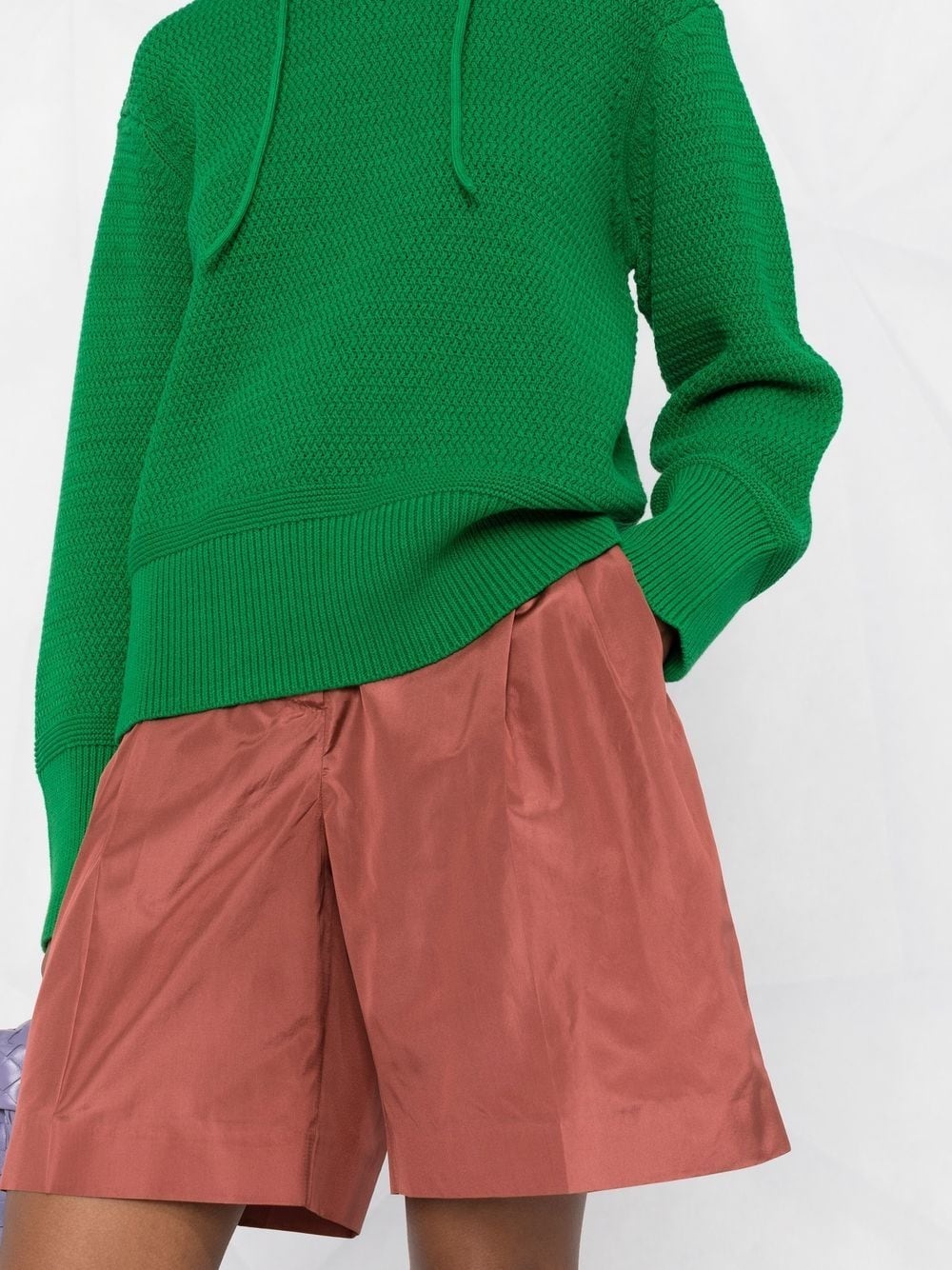 high-waisted silk shorts - 5