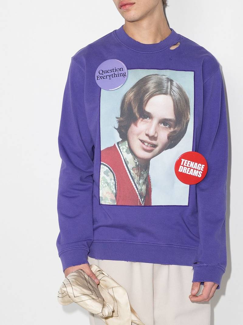 Raf Simons portrait-print cotton sweatshirt outlook