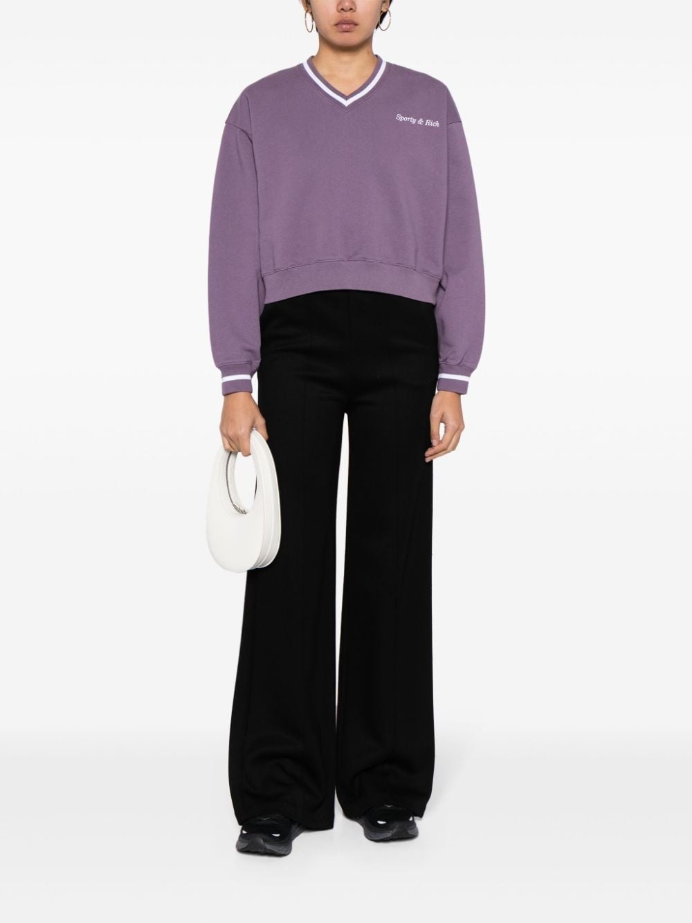 logo-embroidered V-neck sweatshirt - 2