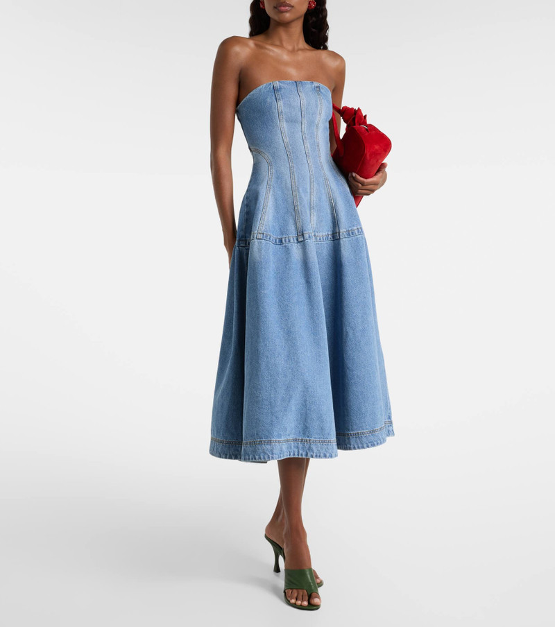 MAGDA BUTRYM Flared denim midi dress outlook
