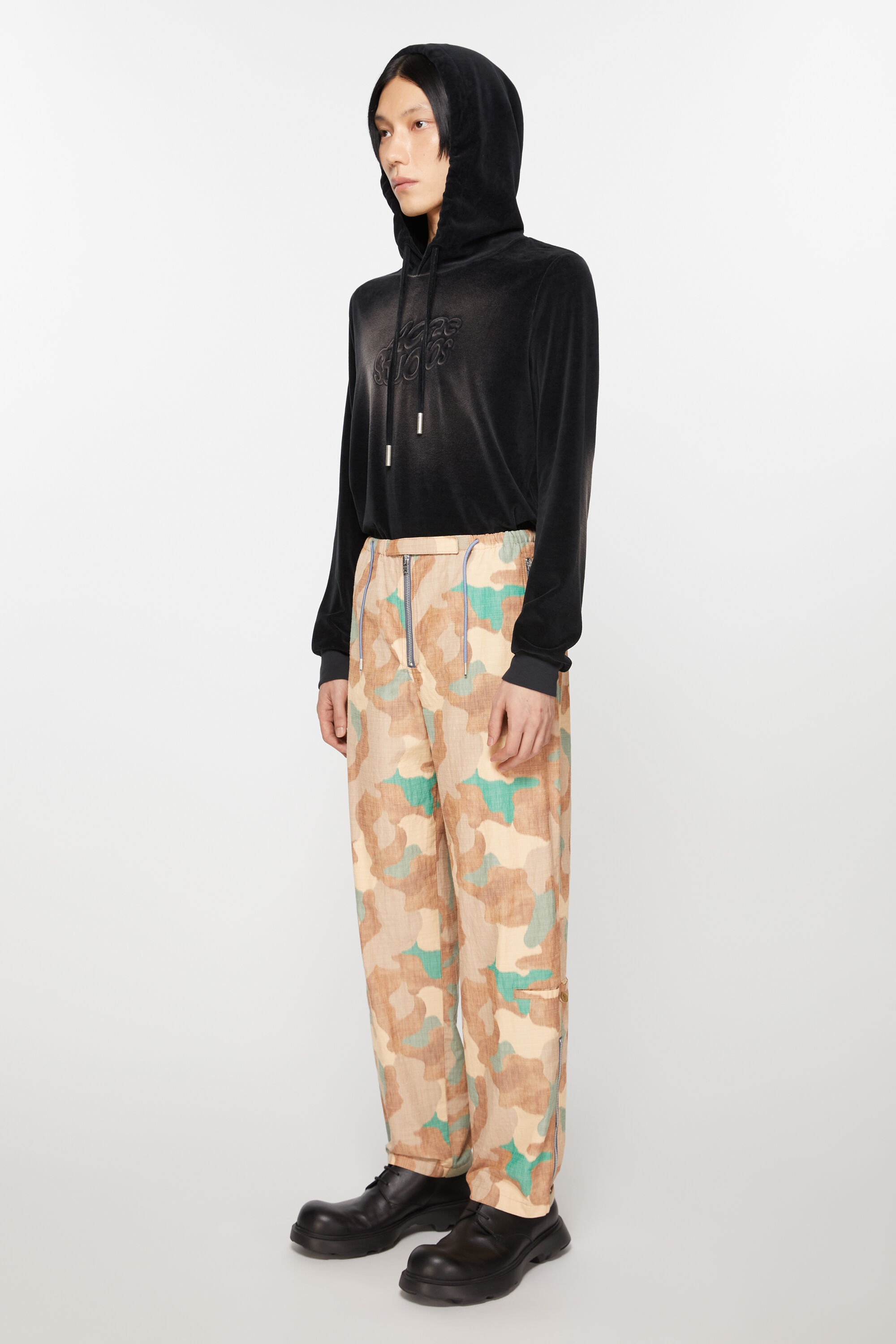 Satin print trousers - Orange/green - 3