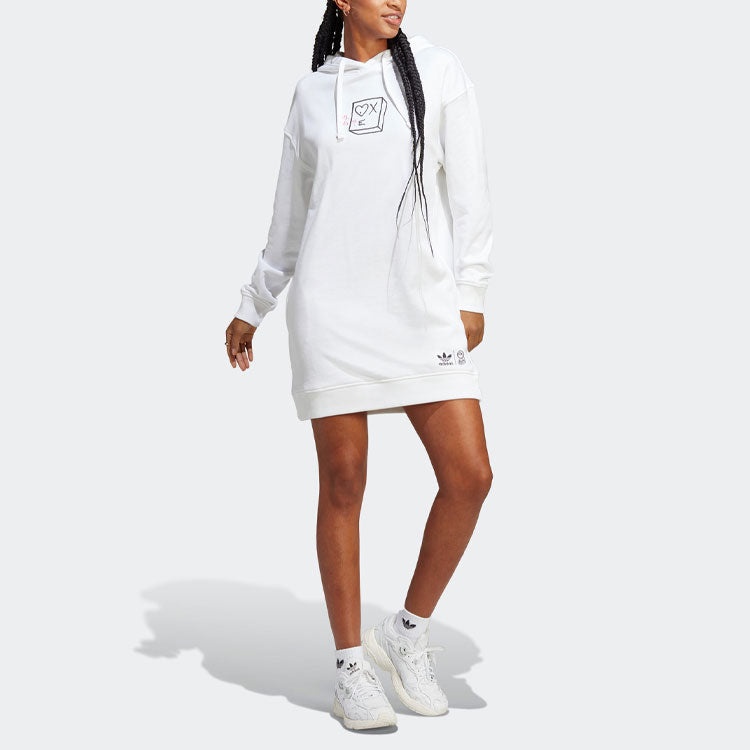 (WMNS) adidas Original ANDRE SARAIVA hooded dress 'White' HY4270 - 2