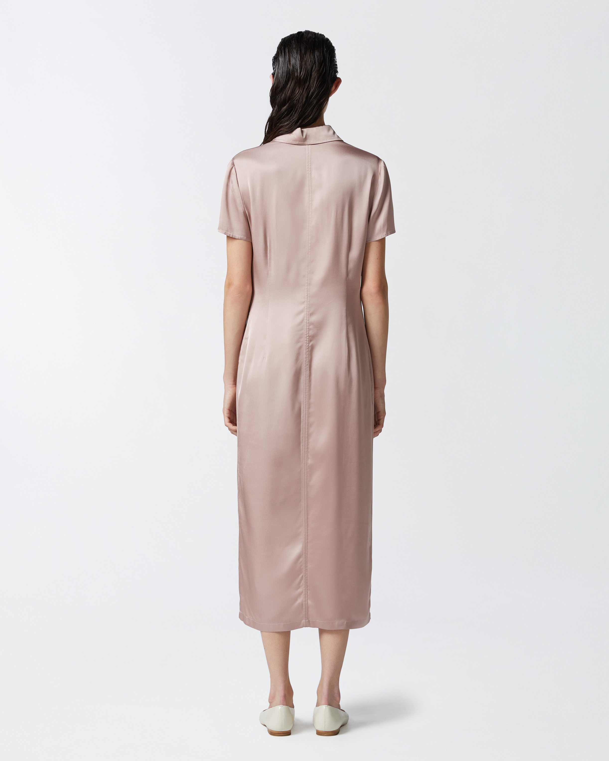 WASHED SATIN MIDI POLO DRESS - 4