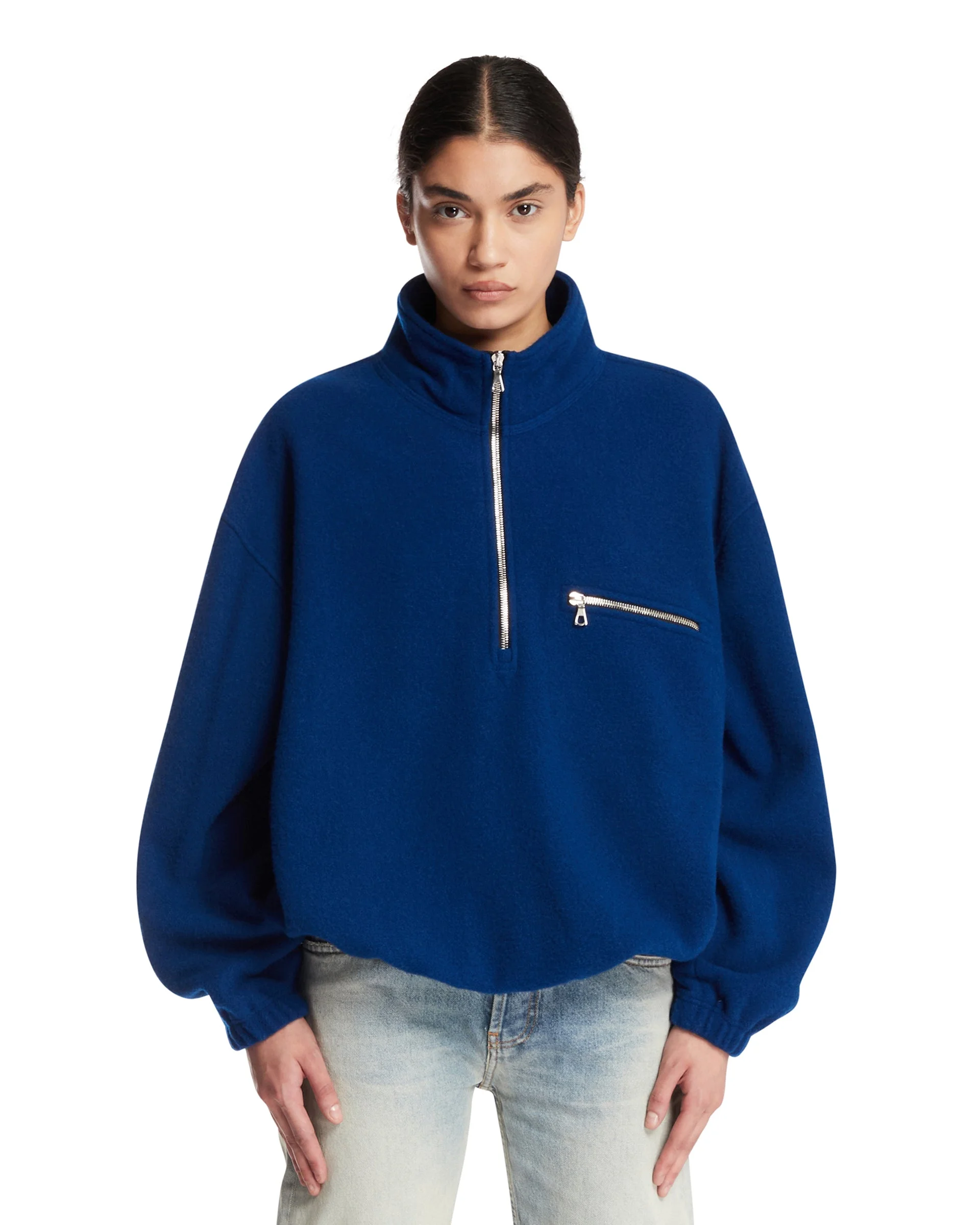 Black Wool Fleece Sweater - 1