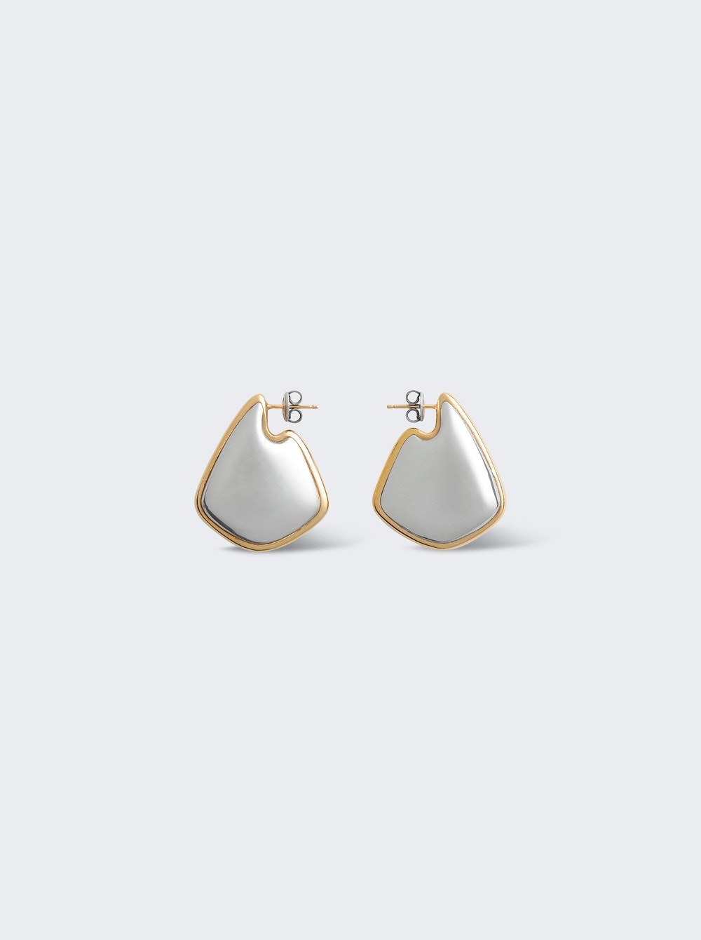 Small Fin Earrings Silver And Yellow Gold - 3