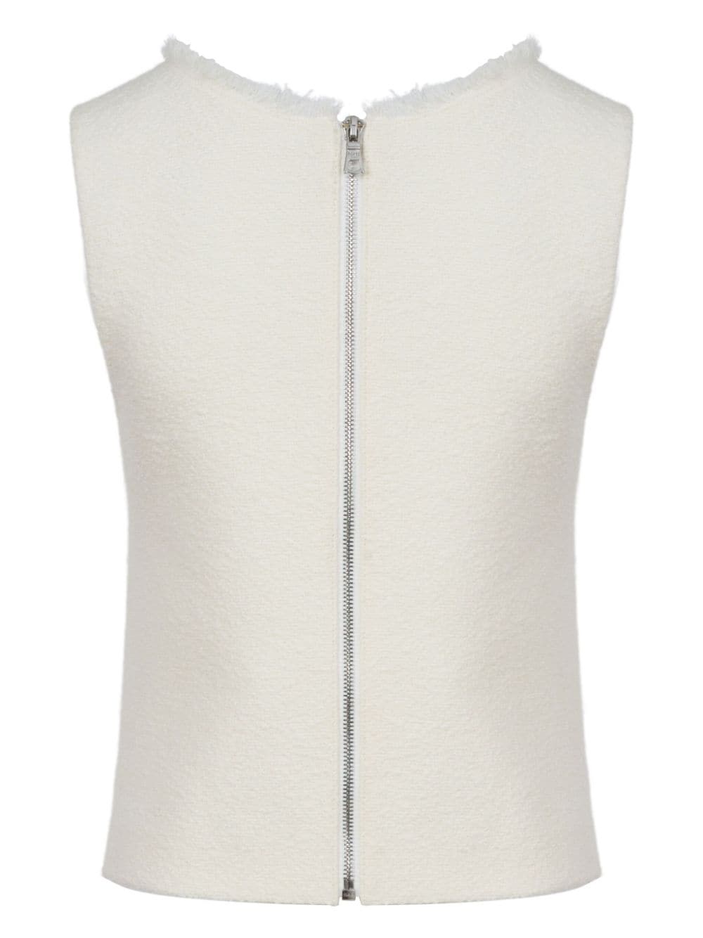 logo-embroidered tweed top - 5