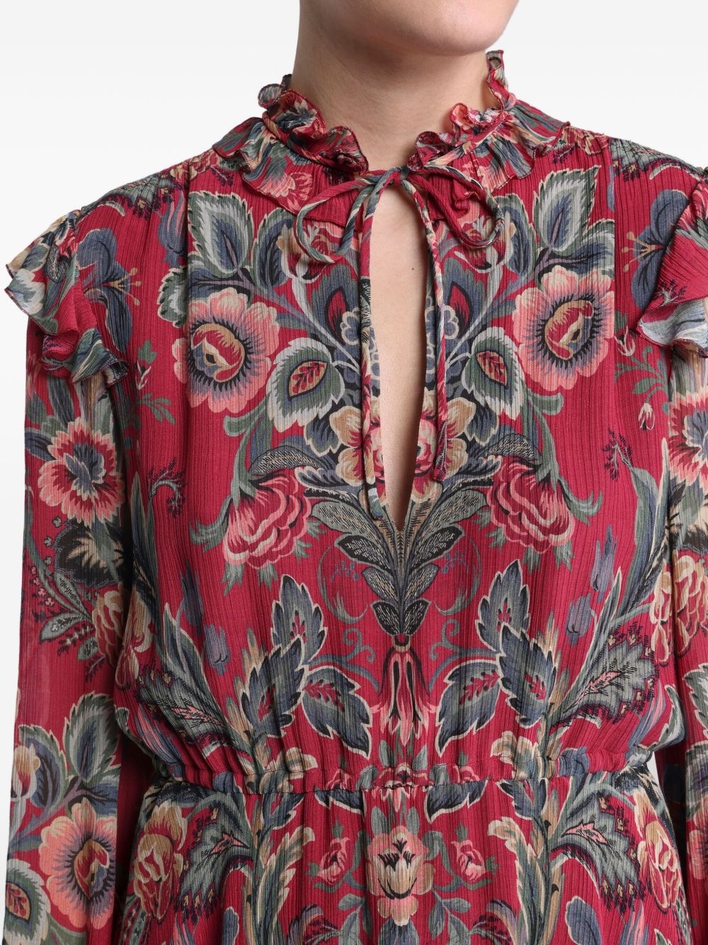 ruffled floral print mini dress - 4