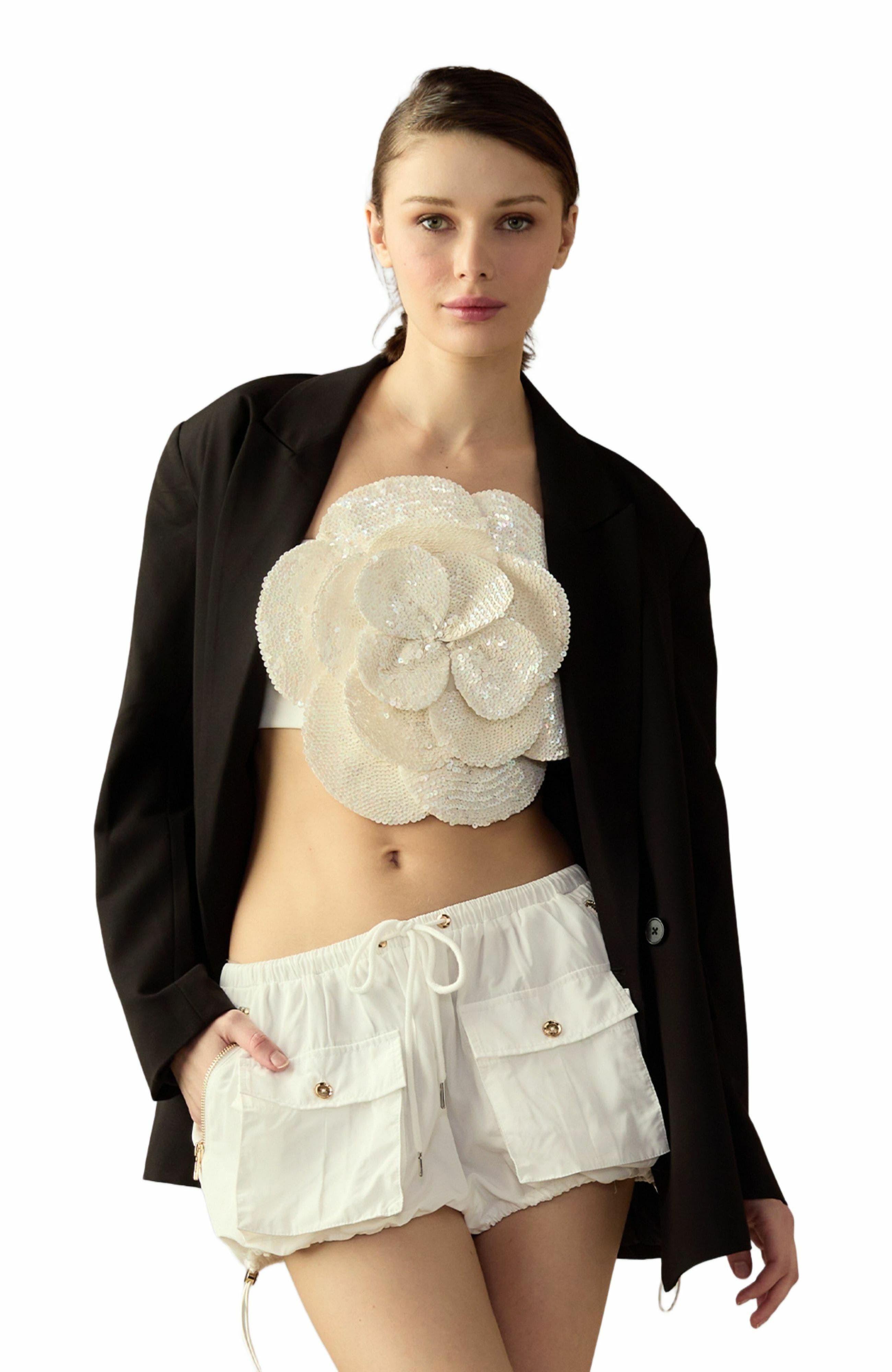 Cynthia Rowley Nylon Cargo Shorts in White at Nordstrom - 3
