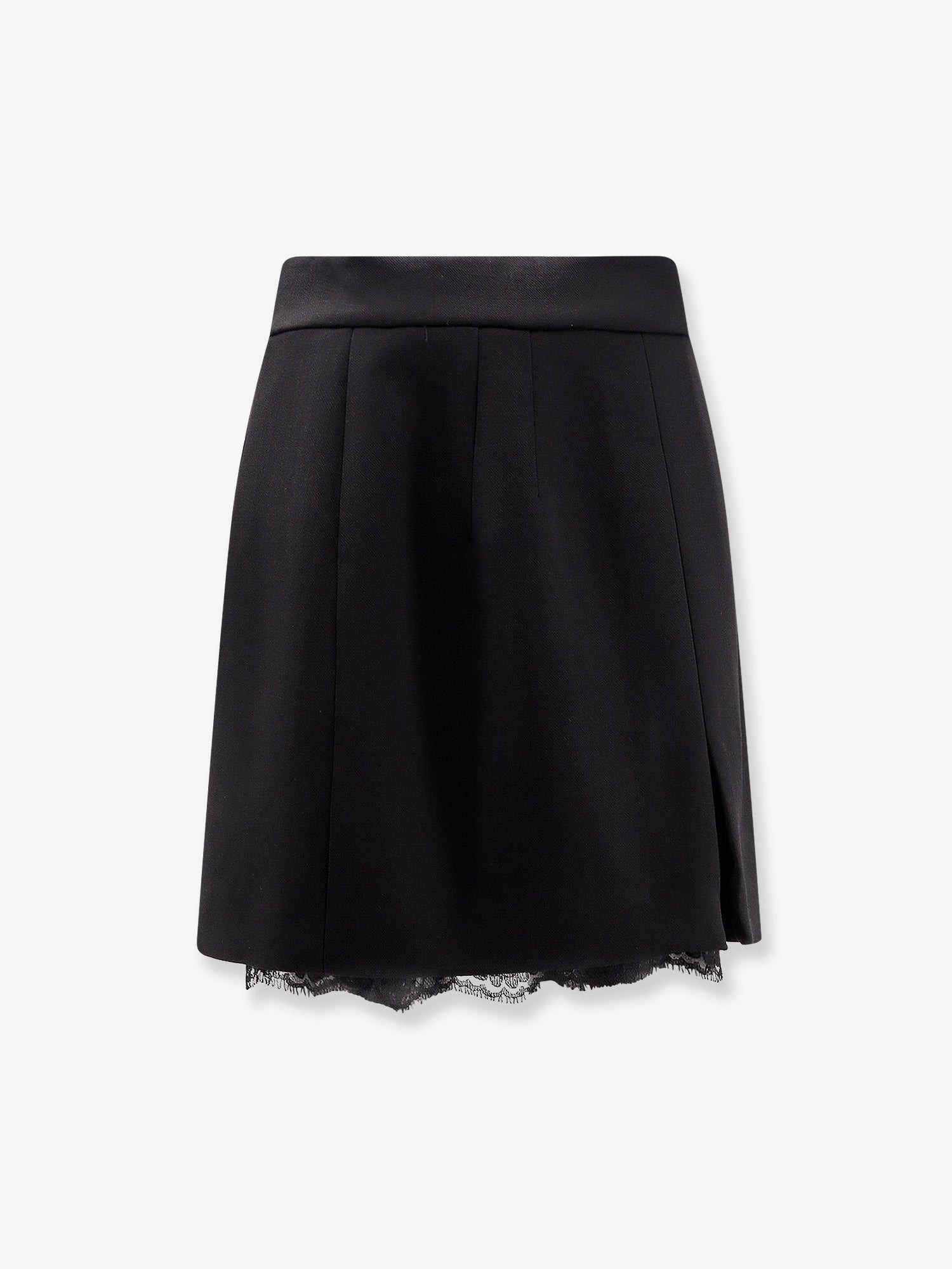 Dolce & Gabbana Women Virgin Wool Miniskirt With Lace Detail - 1