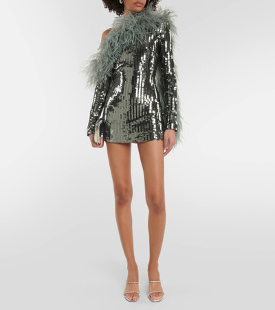 Taller Marmo Mini Garbo sequined feather-trimmed minidress outlook
