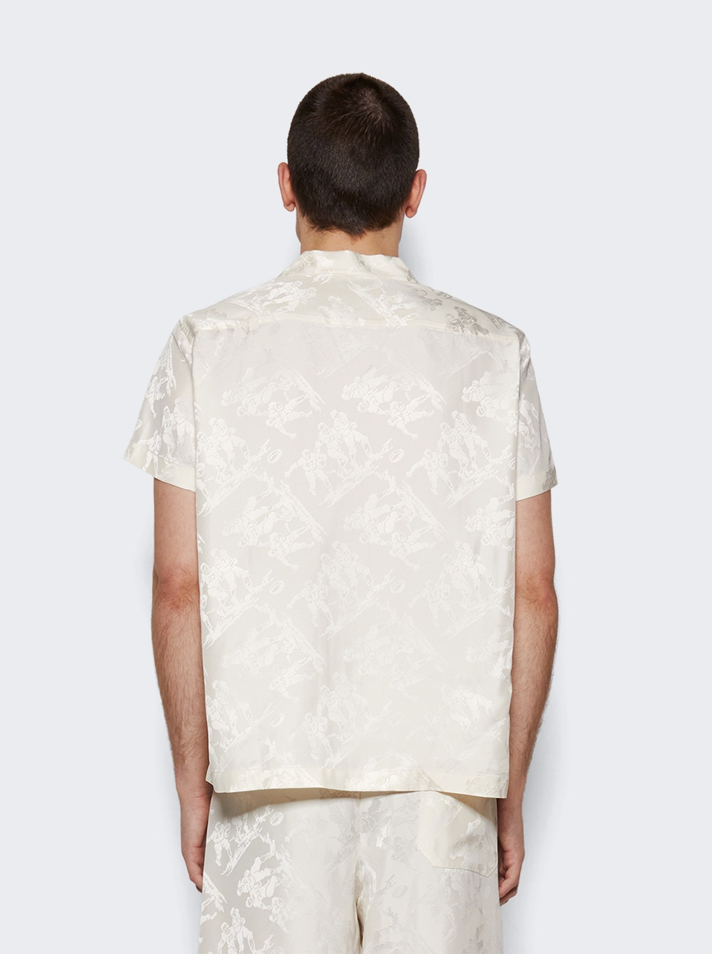 Football Jacquard Bowling Shirt Cream - 5