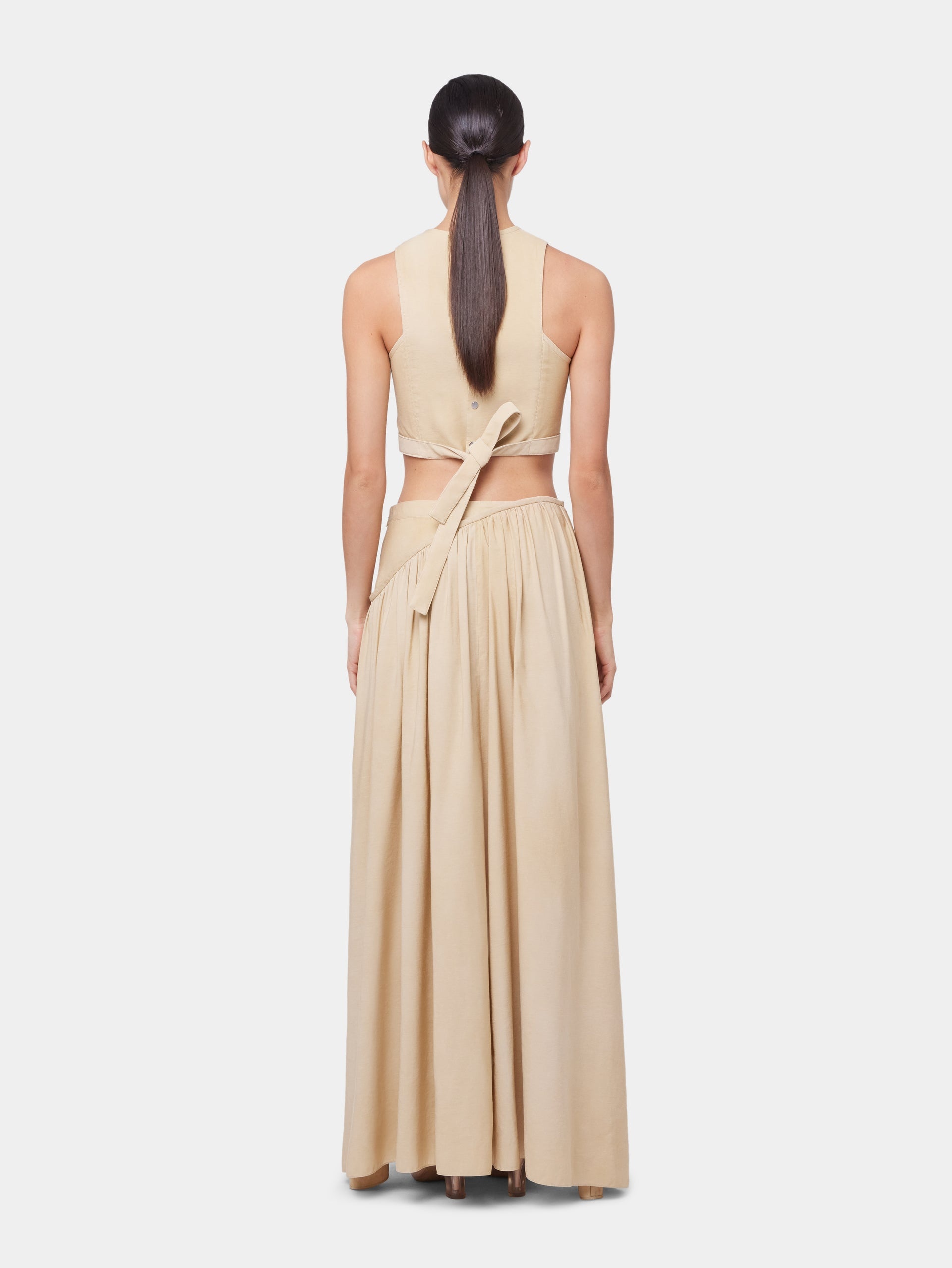 OCHRE LONG SKIRT IN VISCOSE TWILL - 4